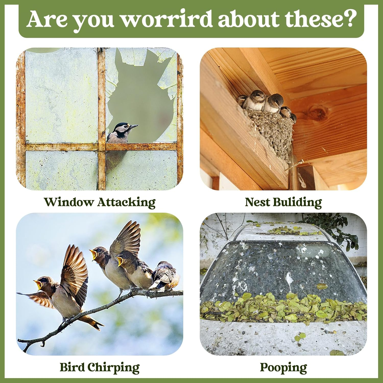 Kungfu Mall 4PCS Fake Owl, Garden Owl, Plastic Owls, Reflective Hanging Decoration, Effective Control Device with Reflective Tape for Garden Patio Windows Tree - Angry Owls 4Pc image number 3