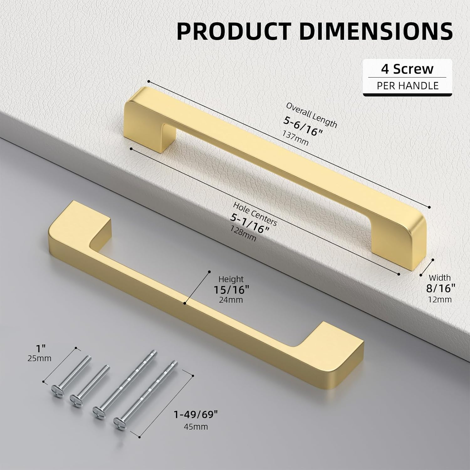 Lepatape 5 Pack 5 Inch Brushed Gold Cabinet Pulls Solid Zinc Alloy Gold Cabinet Handles - Brushed Brass Dresser Drawer Pulls for Kitchen Cabinet Hardware Zinc Alloy Handles image number 1