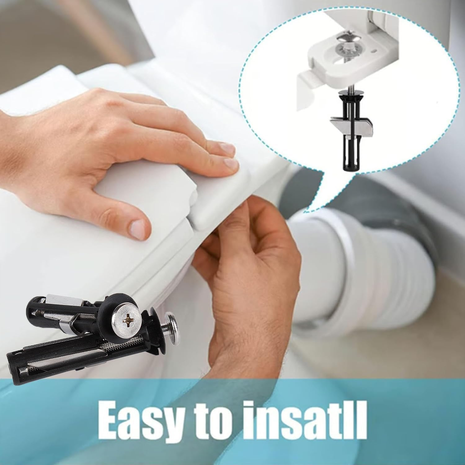 4 Pack Toilet Seat Screws Replacement Kit, Funcyboo Universal Toilet Seat Screws Heavy Duty Toilet Seat Fastener with Nuts and Metal Washers Toilet Hardware Replacement for Top Mount Quick Release image number 4