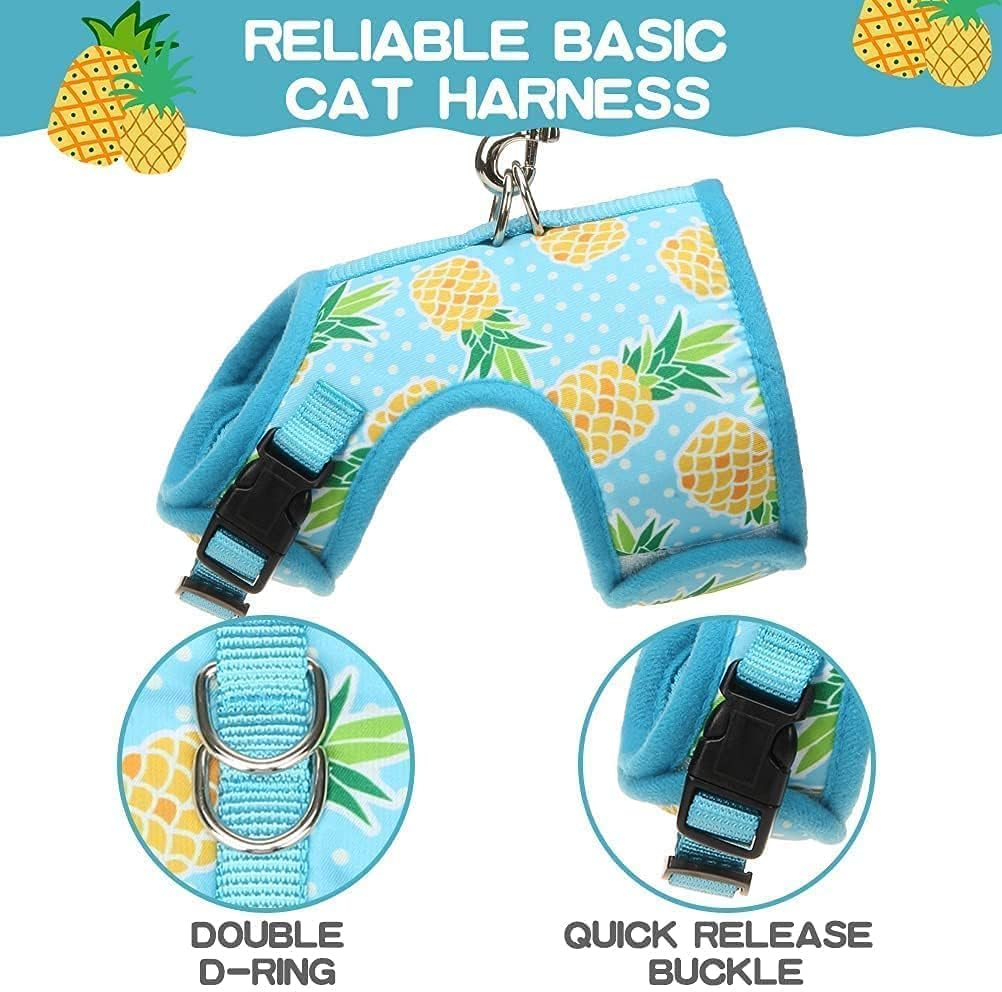 BINGPET Cat Harness - Mesh Cat Dog Walking Harness with Leash - Adjustable Cat Vest Harness for Kittens and Puppies - Pineapple image number 1