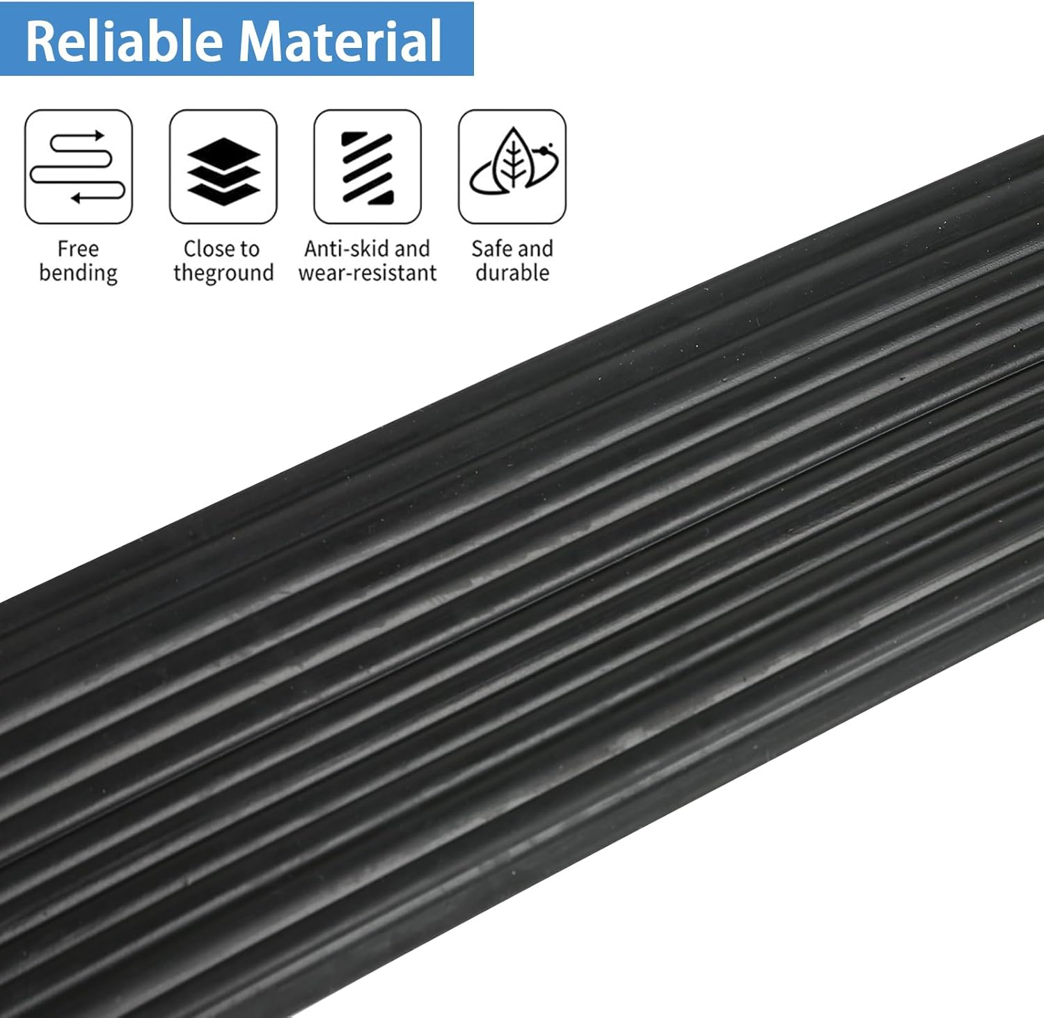 Indoor Threshold Ramp, 2/2.5Cm Height Silicone anti Slip Wheelchair Ramp, Self Adhesive Door Threshold Ramp Strip for Sweeper, Bathroom (65 X 25Mm, Black) image number 3