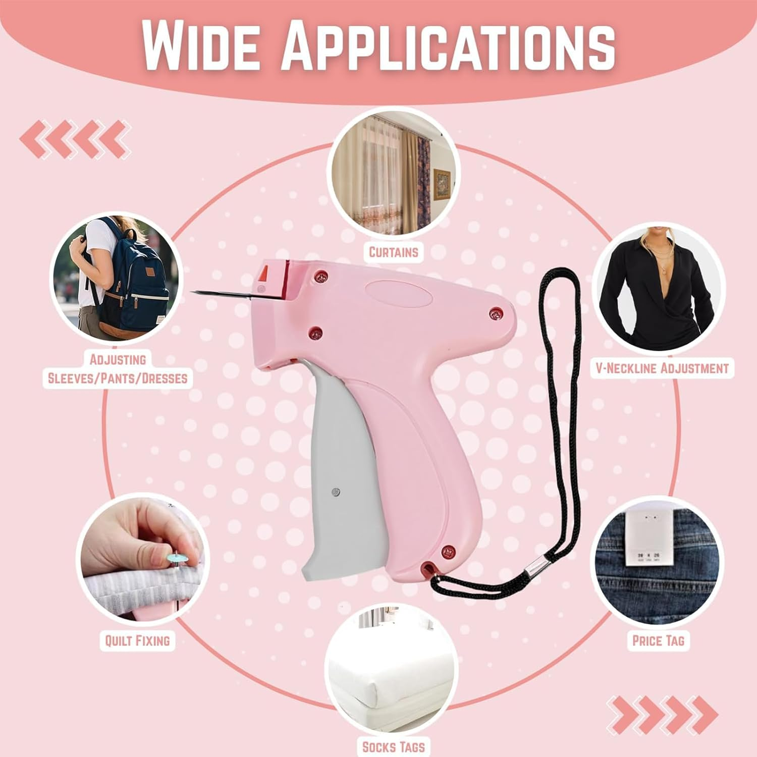 MAEZOE Stitch Gun for Clothes with 5 Needles & 2000 Fasteners &ndash; Quick Sewing Gun for Clothing Repairs, Hemming, Quilting &ndash; Durable Fabric Stapler for DIY, Home & Tailors image number 1