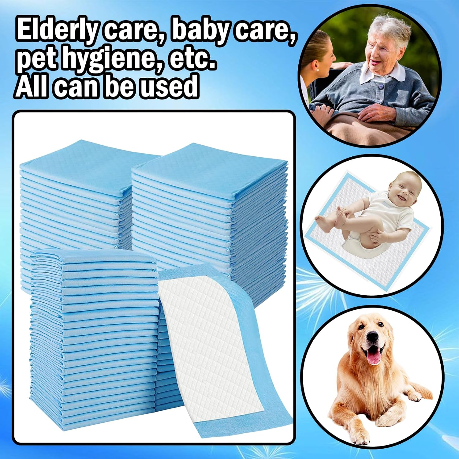 100 Pack Disposable Changing Pad,High Absorbent Diaper Waterproof Leak Proof Changing Pads image number 1