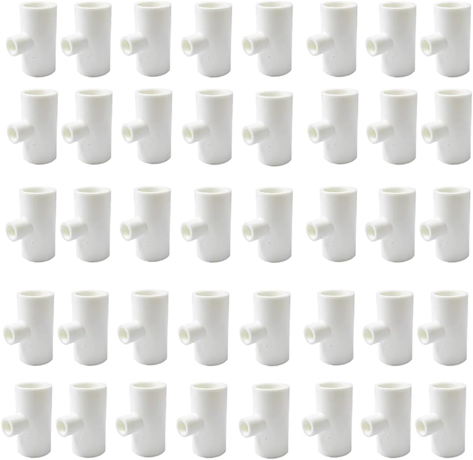 20 Pieces Chicken Waterer PVC Tee Fittings, Automatic Poultry Waterers PVC Fittings for 1/8" FTP Threads, Chicken Water Drinker and Feeder Cups for Poultry Nipples Chicken image number 2