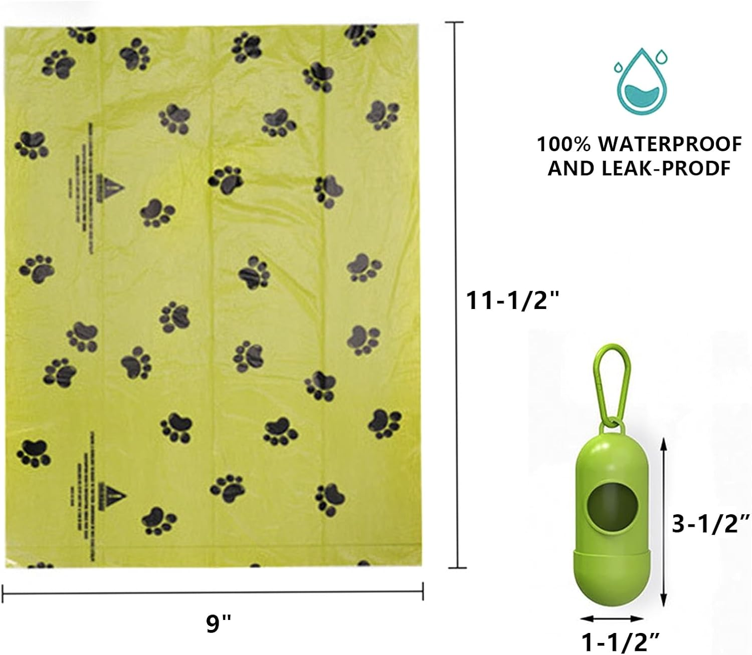 Dog Poop Bags, 36 Rolls 540 Count Biodegradable Dog Waste Bags with Footprint Pattern and Dispenser, Portable Extra Thick Strong Leak Proof Doggy Bags for Dogs Cats Outdoor [22 X 30 Cm] image number 5