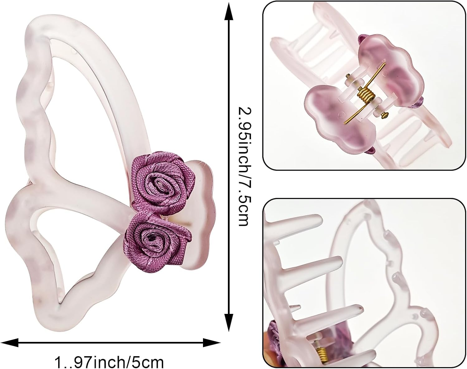 3Pcs Butterfly Hair Clips, Flowers Hair Clips, Women Hair Accessories image number 3