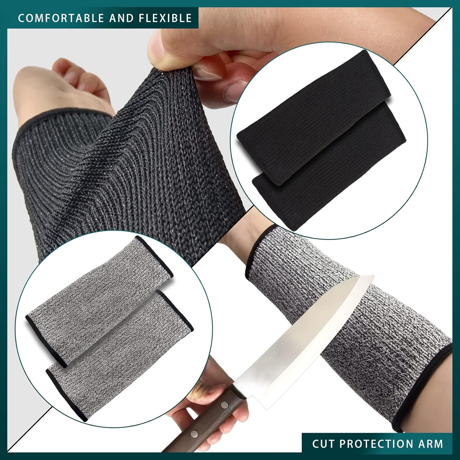 BLMHTWO 2 Pairs Cut Resistant Sleeves, Level 5 Arm Protection Sleeves Protective Arm Sleeves for Work Men Women Forearm Sleeve Gardening Sleeves Arm Protection for Garden Kitchen Cooking image number 6