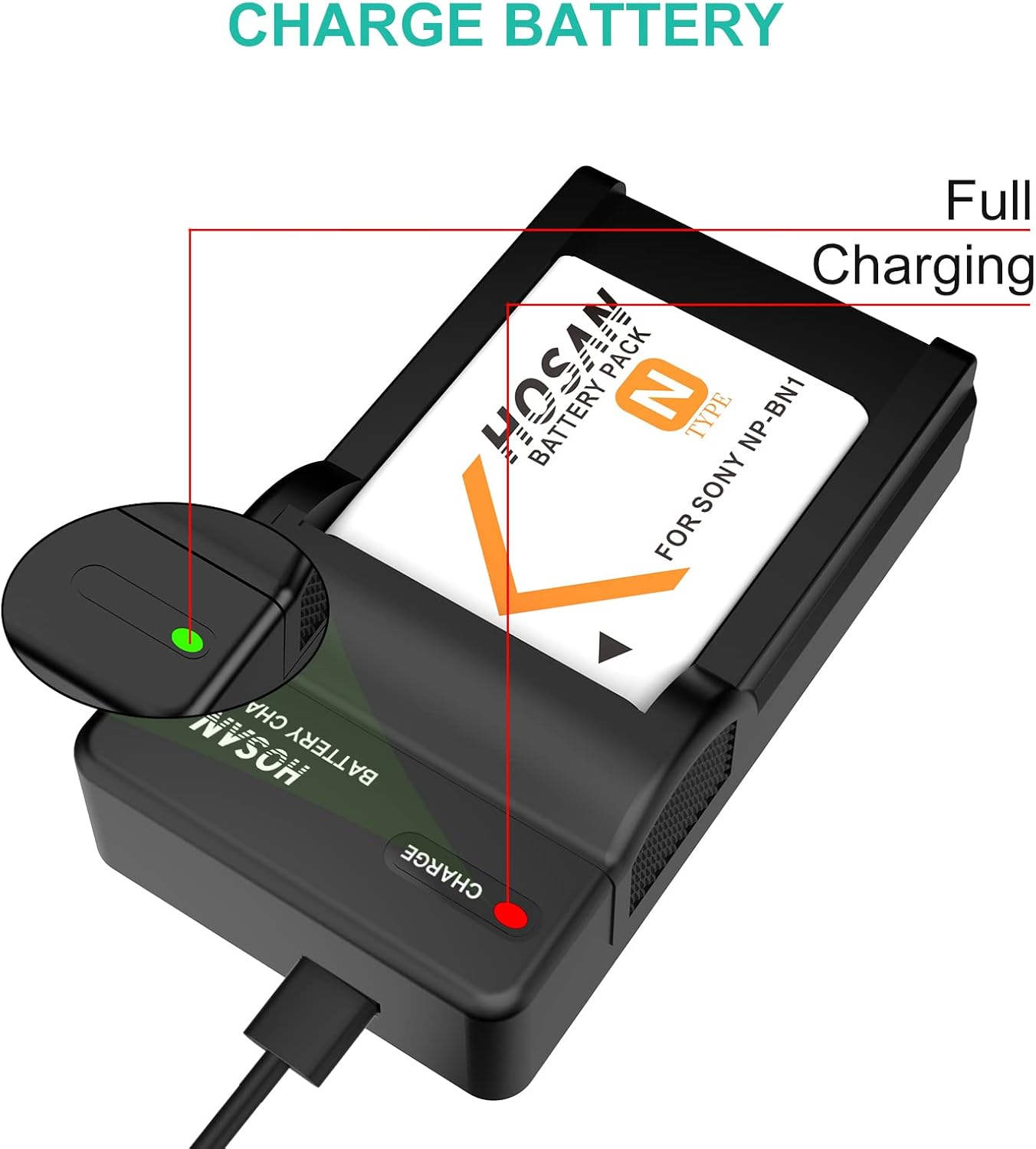 NP-BN1 Replacement Battery (2-Pack) and Portable Micro USB Charger Kit for NP-BN1 DSC-QX10, DSC-QX100, DSC-T99, DSC-T110, DSC-TF1, DSC-TX5 image number 1