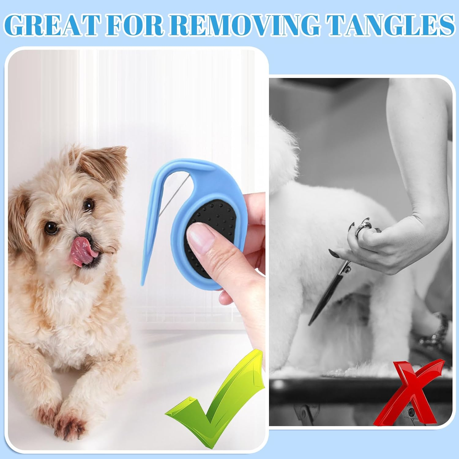 Pack of 2 Cat Dematting Knives, Knot Comb Hair Removal Tool, Pet Knotting Comb, Dematting Knife Cat with Steel Blade, Grooming Cat, for Removing Matted and Loose Hair image number 3