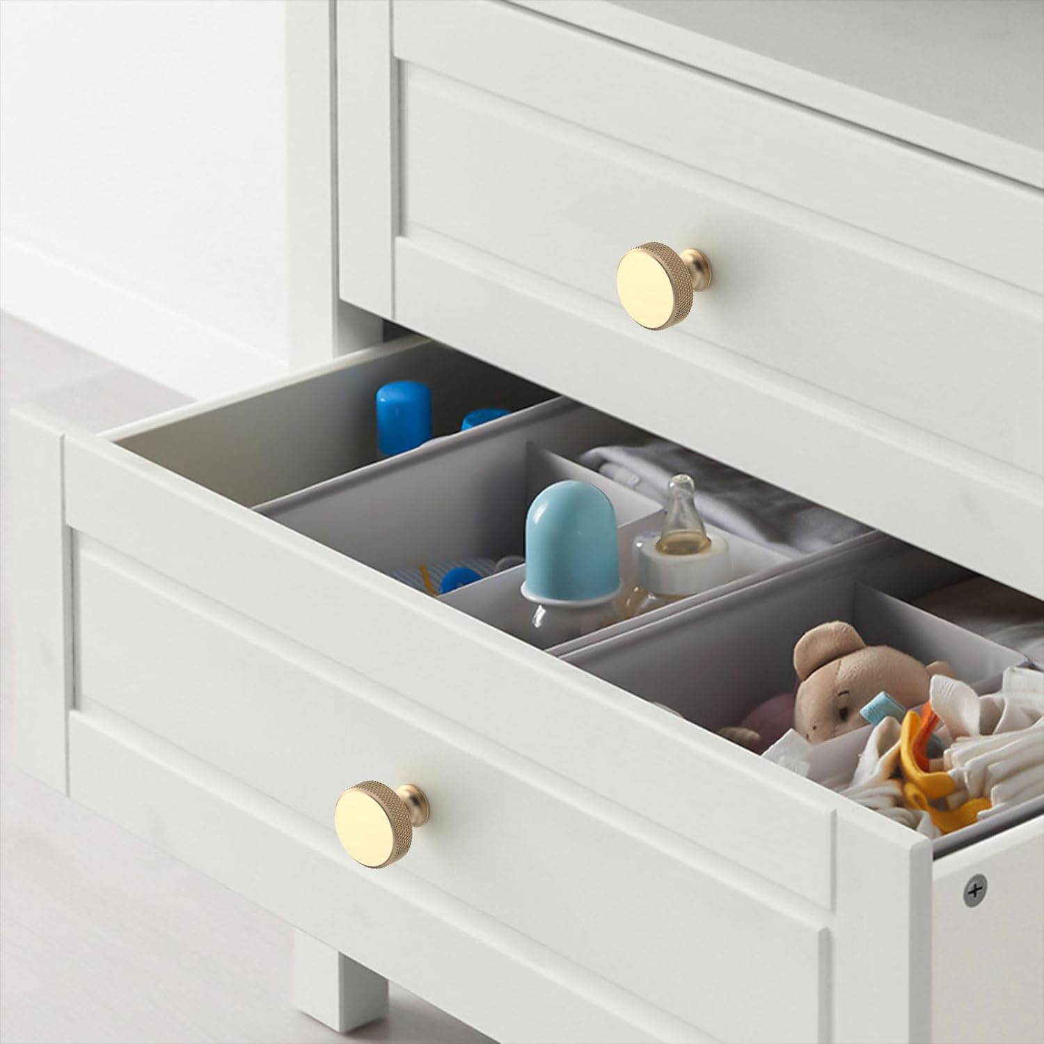 Asidrama 20 Pack Gold Kitchen Cabinet Knobs Knurled Dresser Knobs Drawer Knob Cabinet Hardware Aluminum Knob for Dresser Drawers image number 3