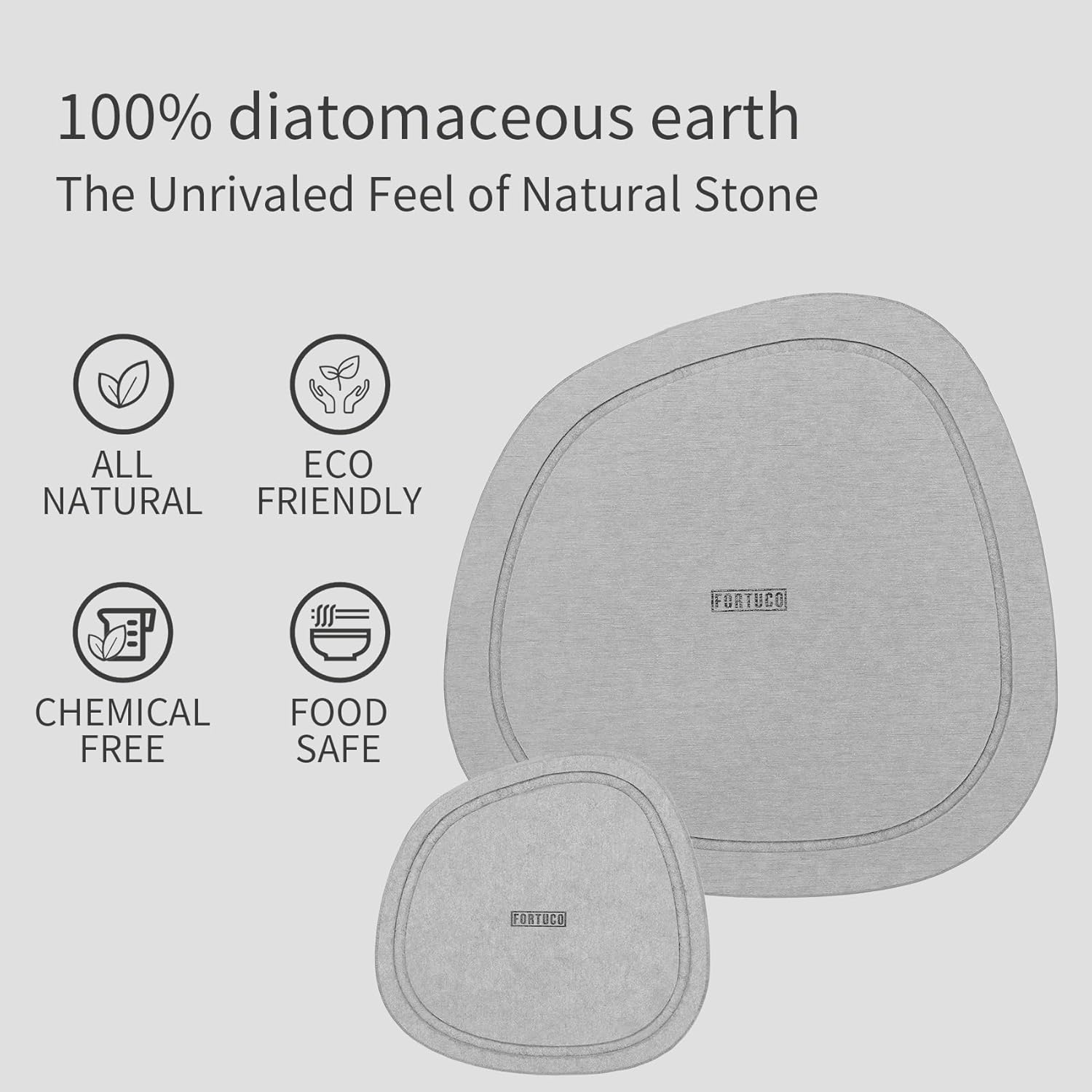 Stone Plant Saucers | Premium Diatomite | Water-Absorbent Planter Trays for Indoor Plants | Flower Pot Saucers | Plant Pot Plate & Drip Tray for Drainage | 2 Pack | Ash image number 3