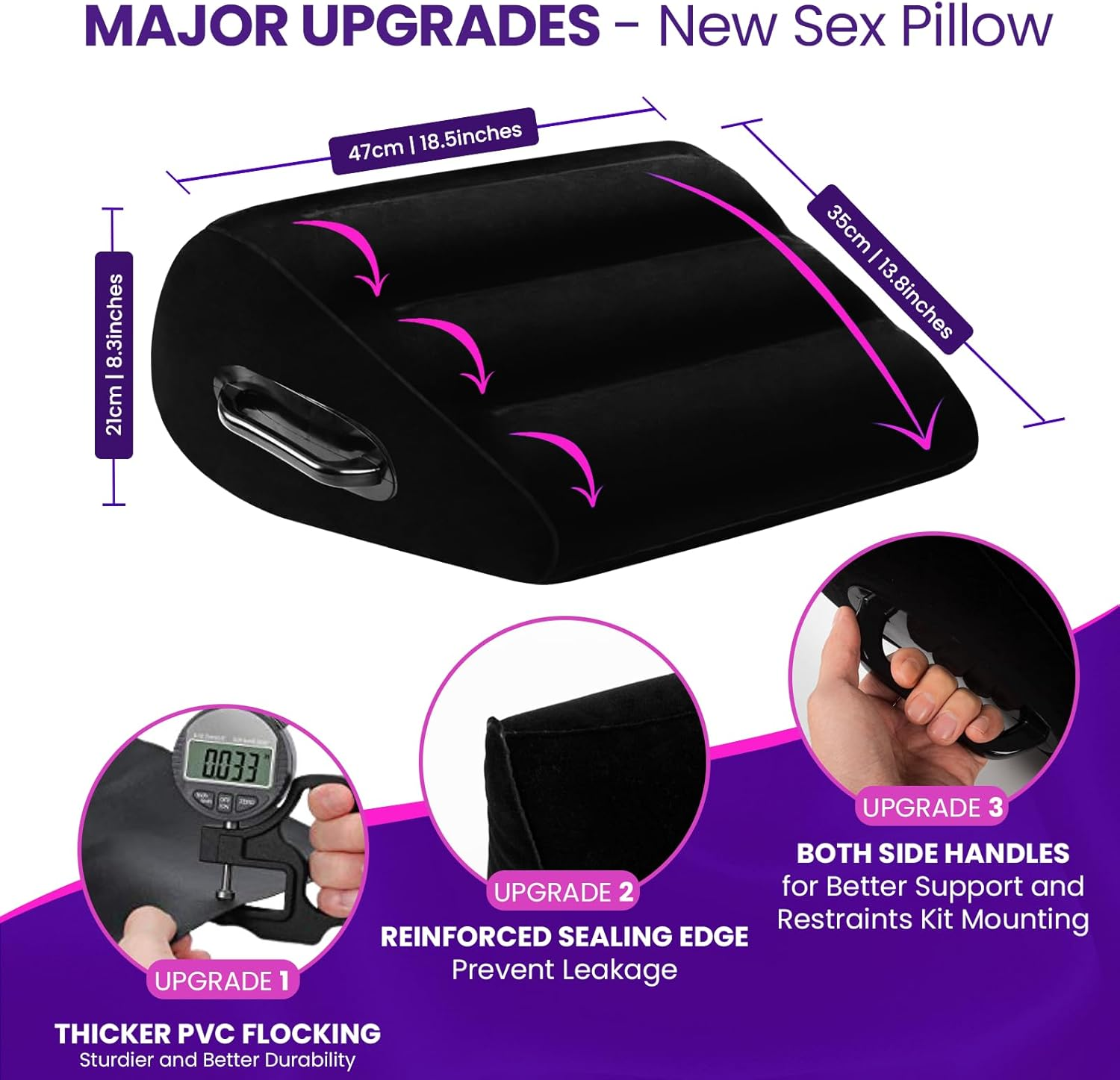 Sex Position Pillow for Adults Sex Toys Sex Furniture Sex Pillow Sex Products for Adult Couples Inflatable Pillow Bedroom Men Women (Black)