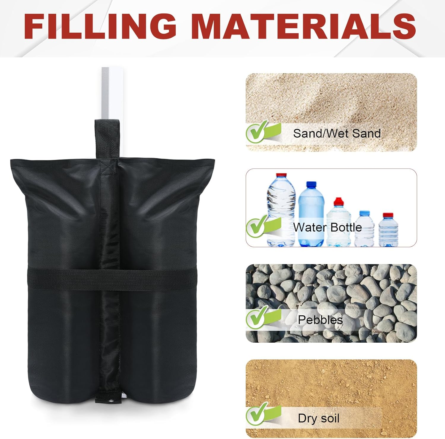 ABCCANOPY Heavy Duty Premium Instant Shelters Gazebo Weight Bags - Set of 4-50Lb Capacity per Bag (Black-Plus) image number 3