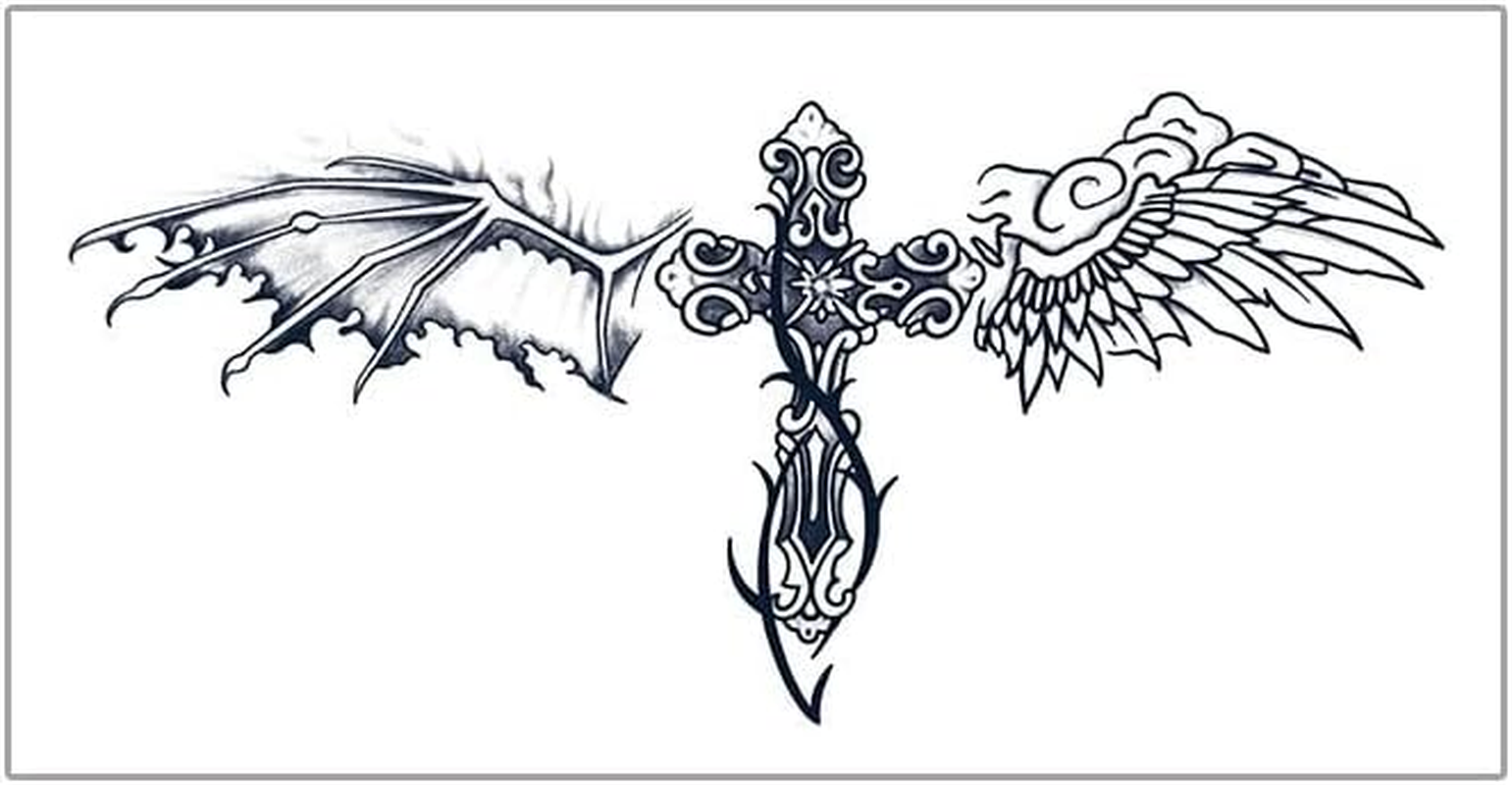 2 PCS Angel Wings Personality Juice Tattoo Stickers Herbal Semi-Permanent Waterproof Non-Reflective Men image number 3