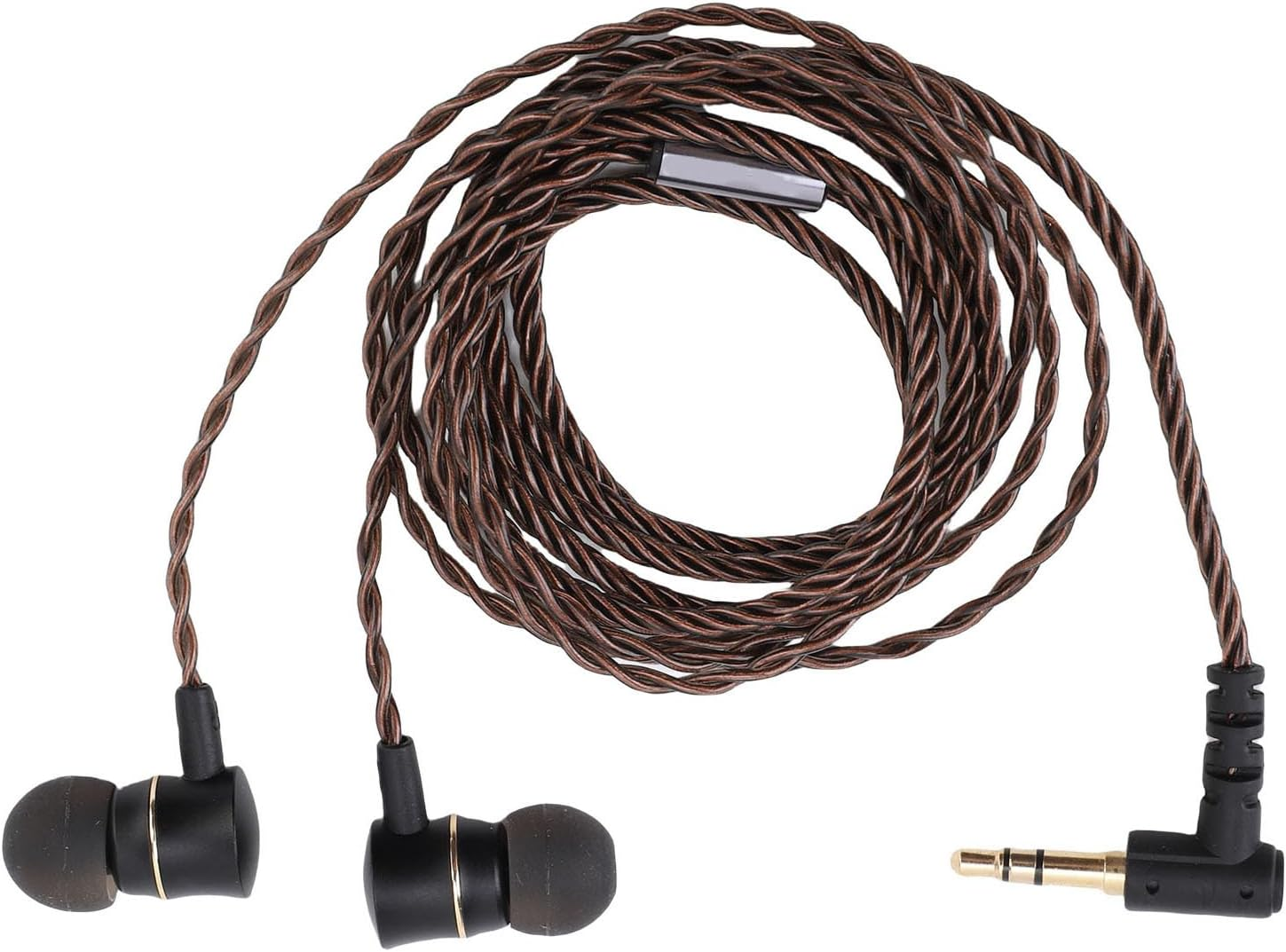 Plyisty Hifi Sound Cable Wired Earphones Lossless Stereo Sound, Ergonomic Design with 3 Sizes Silicon Ear Tips, Golden Plate Plug for Various Devices