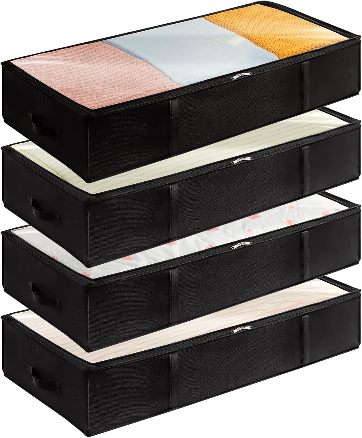 Lifewit 90L 4 Pack under Bed Storage Containers, Large Capacity Blanket Storage Bags with Reinforced Handle, Organization and Storage for Comforters, Sheets, Clothes, Bedroom, College Dorm, Grey