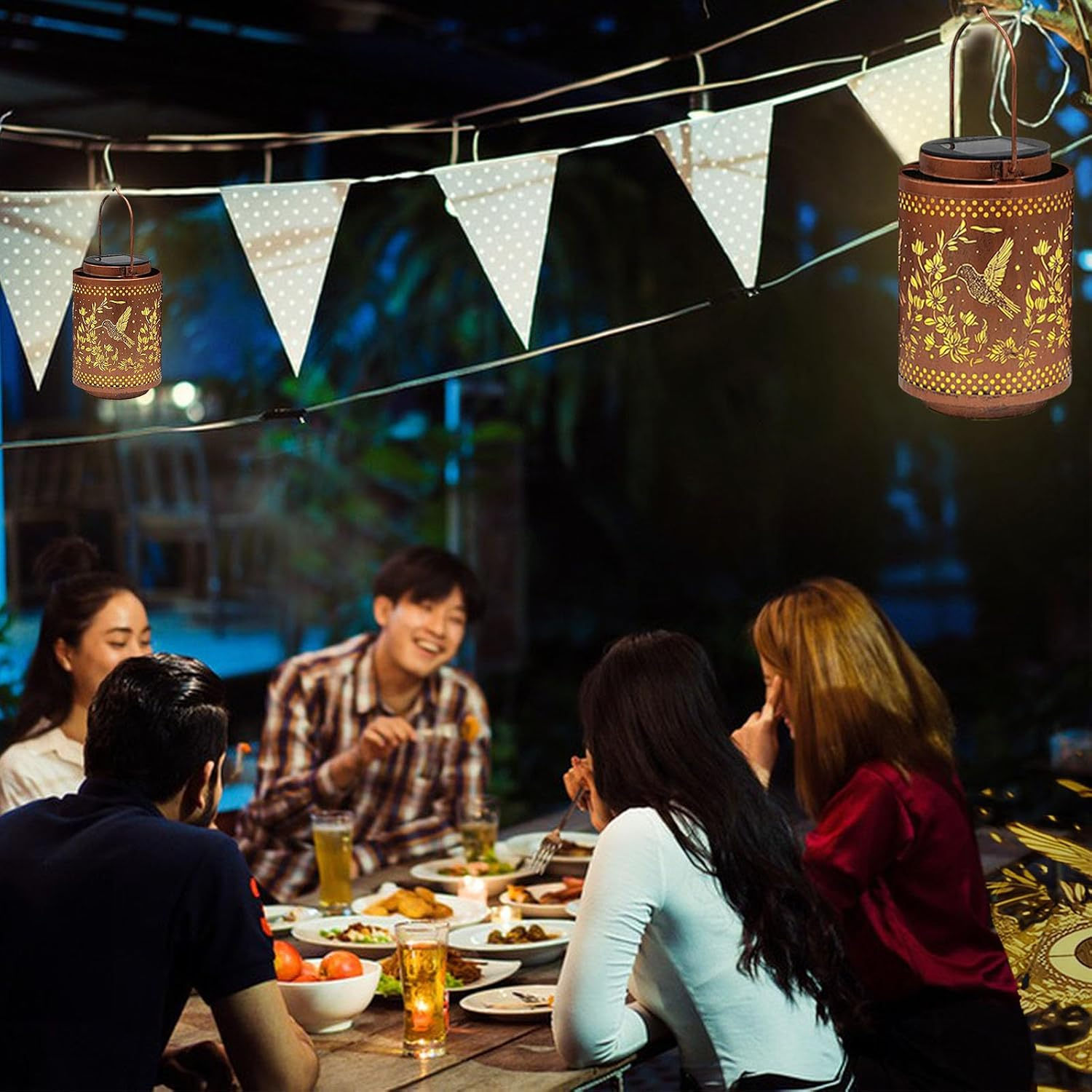 Solar Lights for Outdoor Hanging - 1 Piece Solar Lights for Outdoor Garden - IP65 Waterproof Solar Lantern for Outdoor Metal Solar Garden Lights for Outdoor Garden Balcony Decorative Lighting (1 Piece image number 4