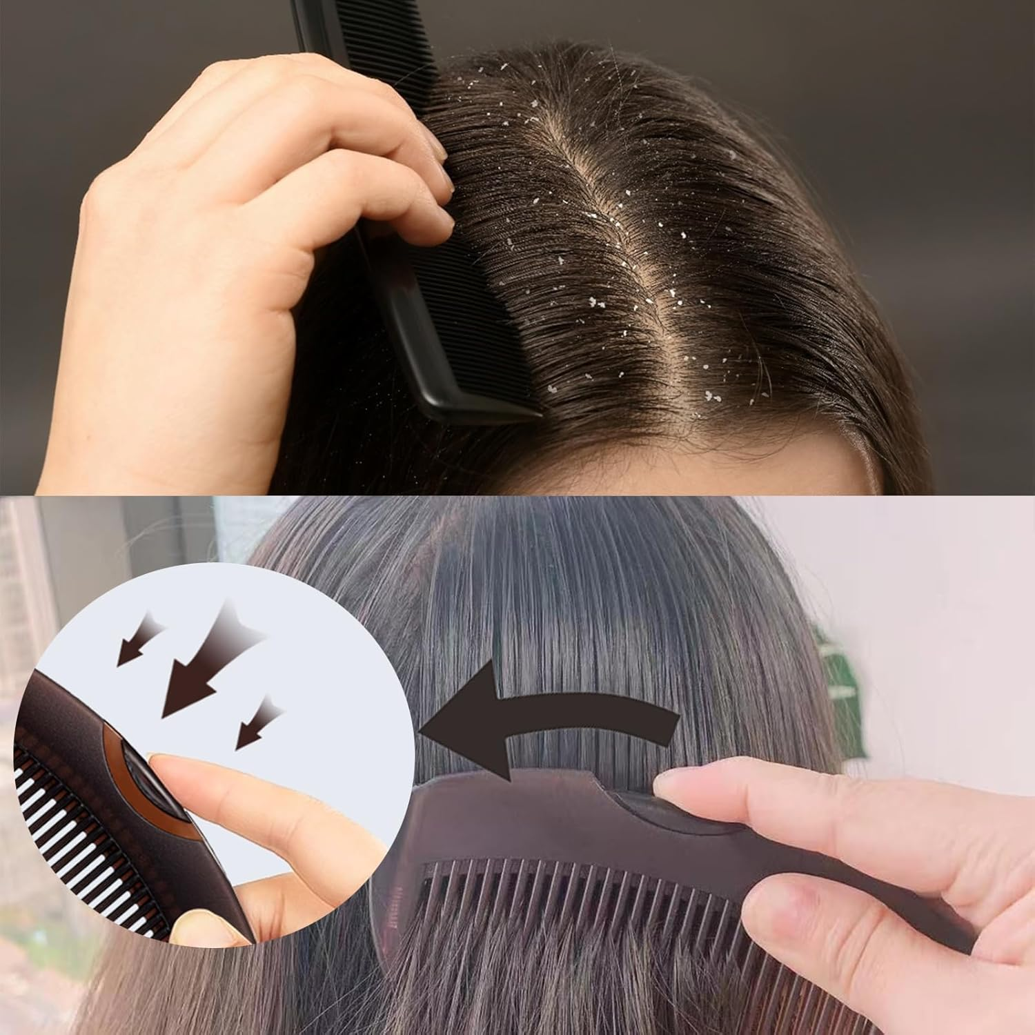 Dandruff Comb,Energy Comb Allows for the Effective Removal of Dandruff and Lice,Hollow Tooth Comb for Better Hair Quality for Women Men image number 2
