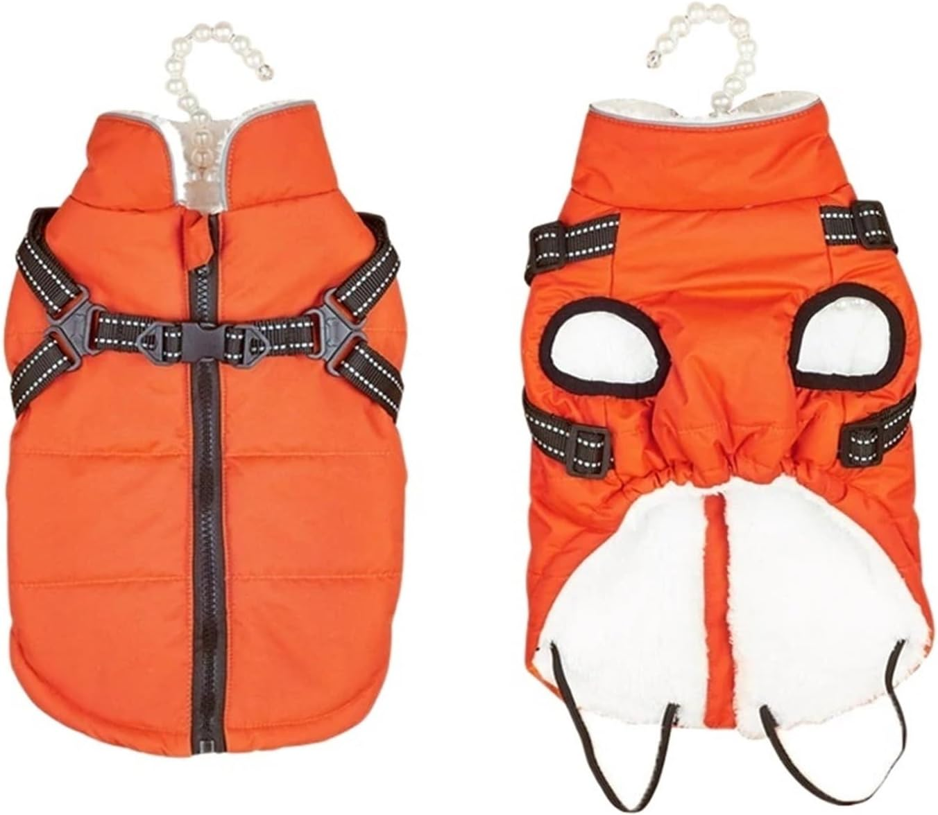 Dog Clothes Reflective Dog Harness Vest Dog Coat Jacket Winter Pet Apparel Pomeranian Poodle Bichon Schnauzer Welsh Corgi Clothes Warm (Color : Orange, Size : S) image number 6
