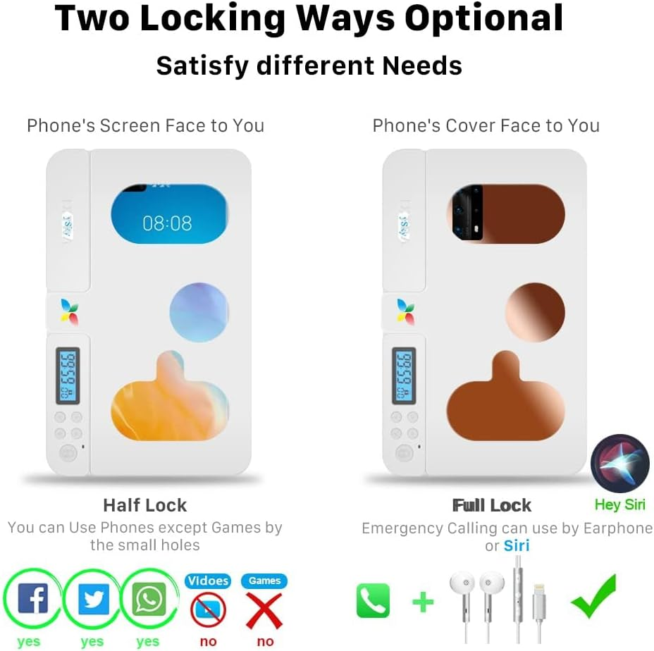 Ixtra Cell Phone Timer Lock Box for Android Samsung/Google/Iphone, Portable Self-Control Phone Timer Locker Smart Cell Phone Jail Lock Box with Timer for Kids Students Adults, White Cover image number 2