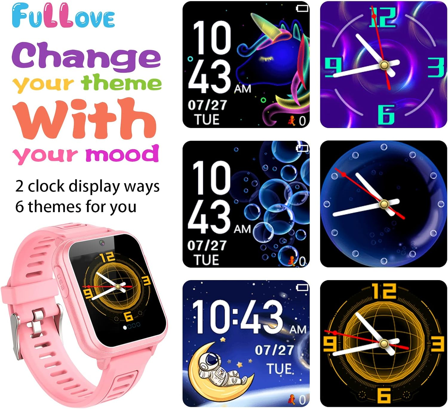 Girl Gifts Age 6 7 8 9 Kid Smart Watch: Presents 6-10 Year Old Girls Kids Learning Watch Birthday Gift 7 8 9 10 Year Old Girls Toy Reminder Game Watch Kids Age 10-12 Girl (Pink)
