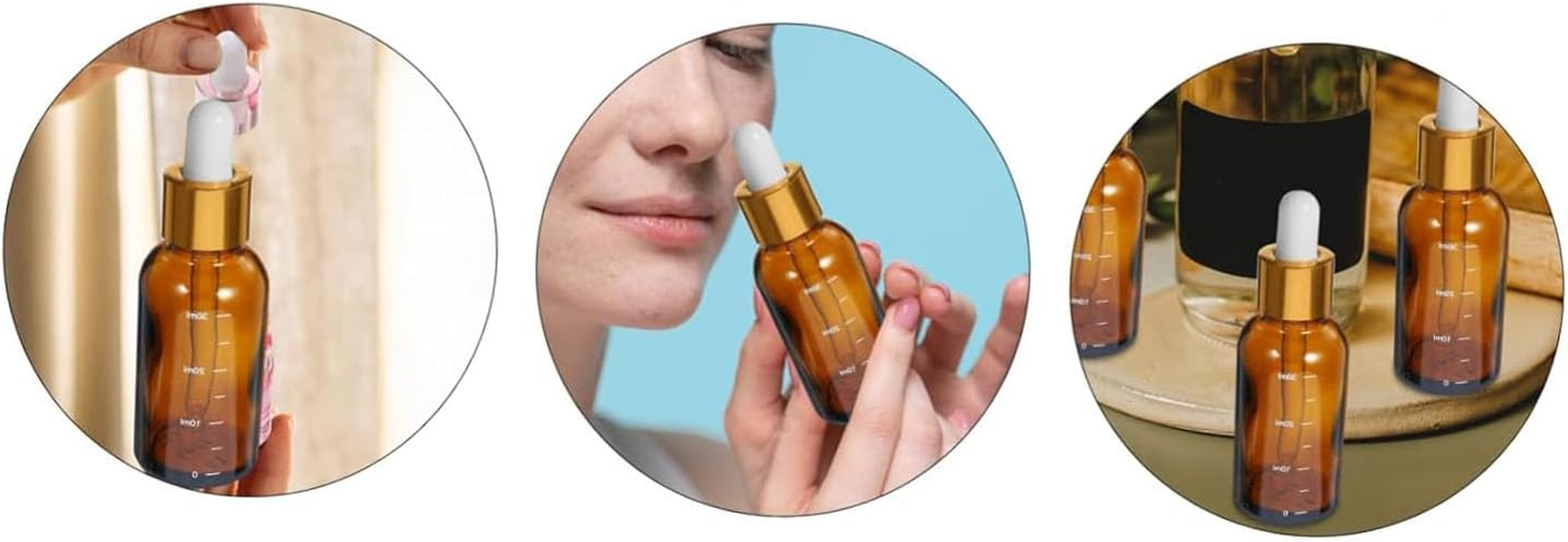 20Ml and 30Ml Refillable Glass Dropper Bottles with Graduated Pipette Oil and Cosmetic Storage Jars for Travel, Home, or Lab Use 4 Pcs. image number 2