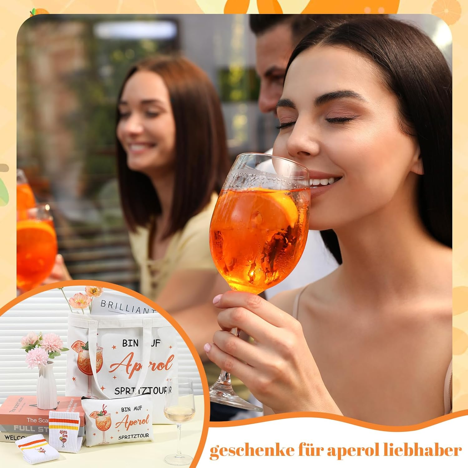 Dusaniyali Aperol Gift for Cocktail Lovers Spray Cosmetic Bag Aperol Socks Women'S Tote Bag Women Birthday Gifts for Mum Aunt Teacher Sister Girlfriend Colleague image number 1
