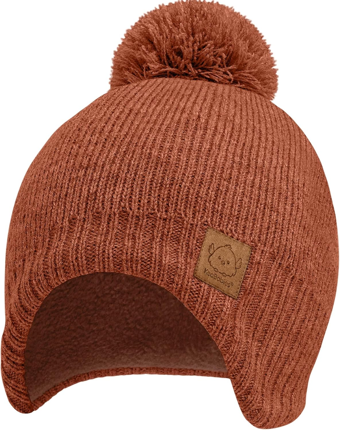 Baby Beanies, Baby Hats for Boys, Girls - Cute Toddler Winter Hat, Soft & Stretchy Beanies for Infant, Newborn 6-36 Months, Cozy & Warm with Earflap Muff & Pom (Cream)