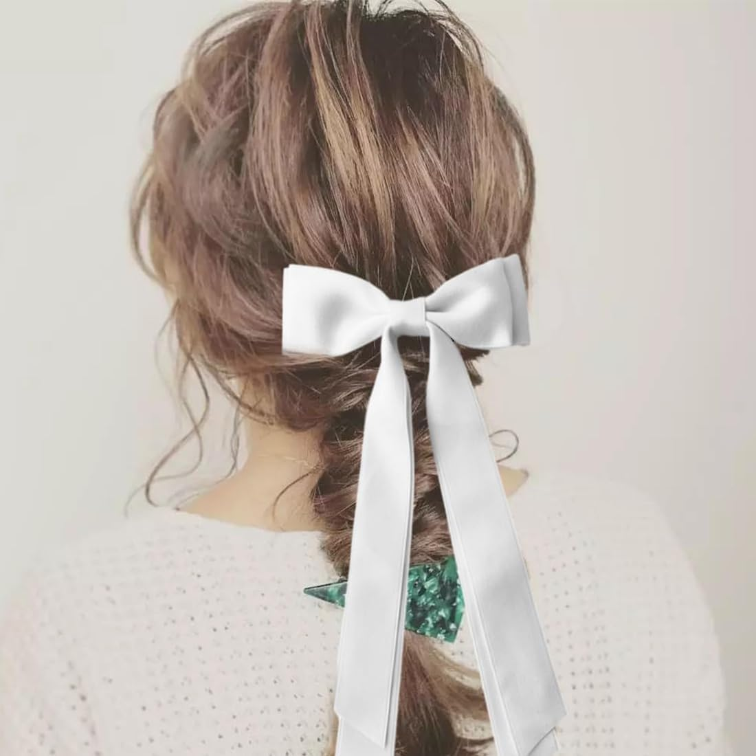 Pack of 2 Silky Satin Bun Hair Clips Black White Hair Bands Ponytail Clips Metal Clips Women'S Hair Bundles image number 1