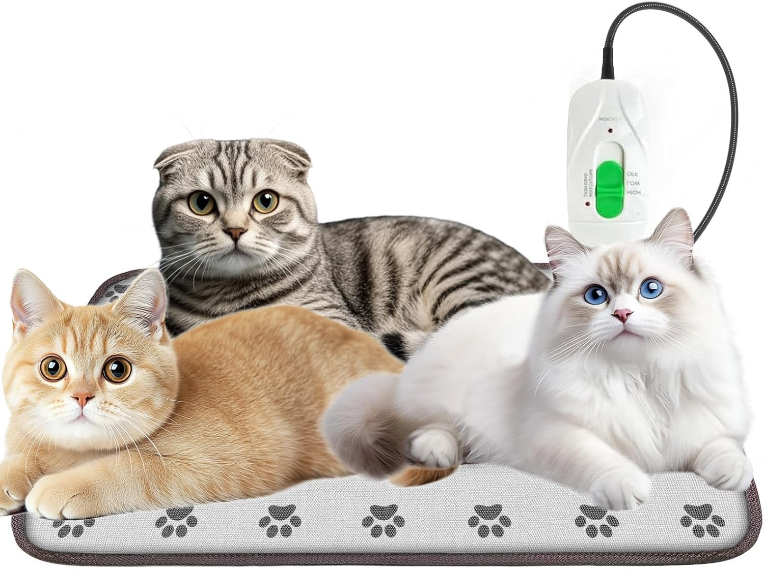 Dog Heating Pad, 45X45 CM Pet Heating Pad with Indicator and 2 Adjustable Thermal, and Chew Resistant Cord, Waterproof Cat Heating Pad for Dogs, Cats, Puppy, and Kitten (45X45 CM) image number 5