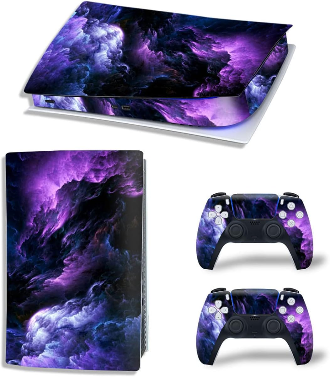 Full Body Vinyl Decal Cover for PS5 Digital Edition Console & Controllers - Colorful Galaxy