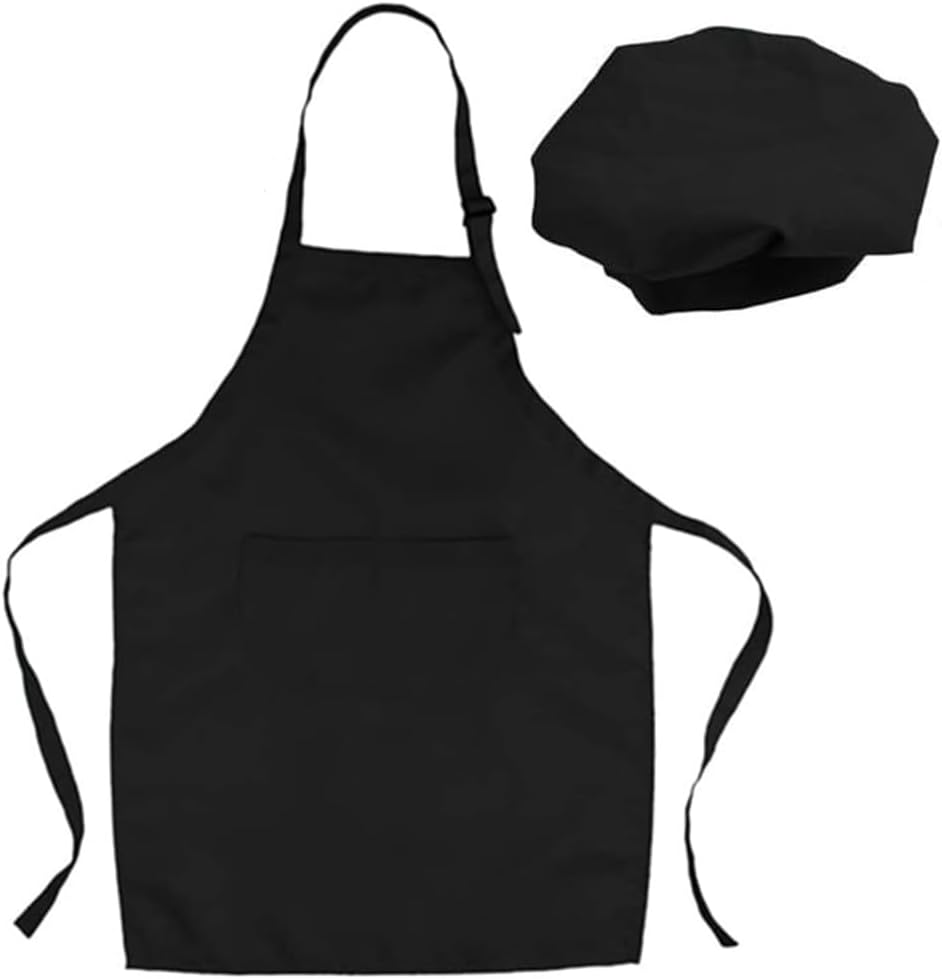 Chef Aprons, Black Apron for Men Women，Granmagazz Apron with Pockets, Kids Apron Children'S Chef Apron for Cooking Baking Painting (S) image number 2