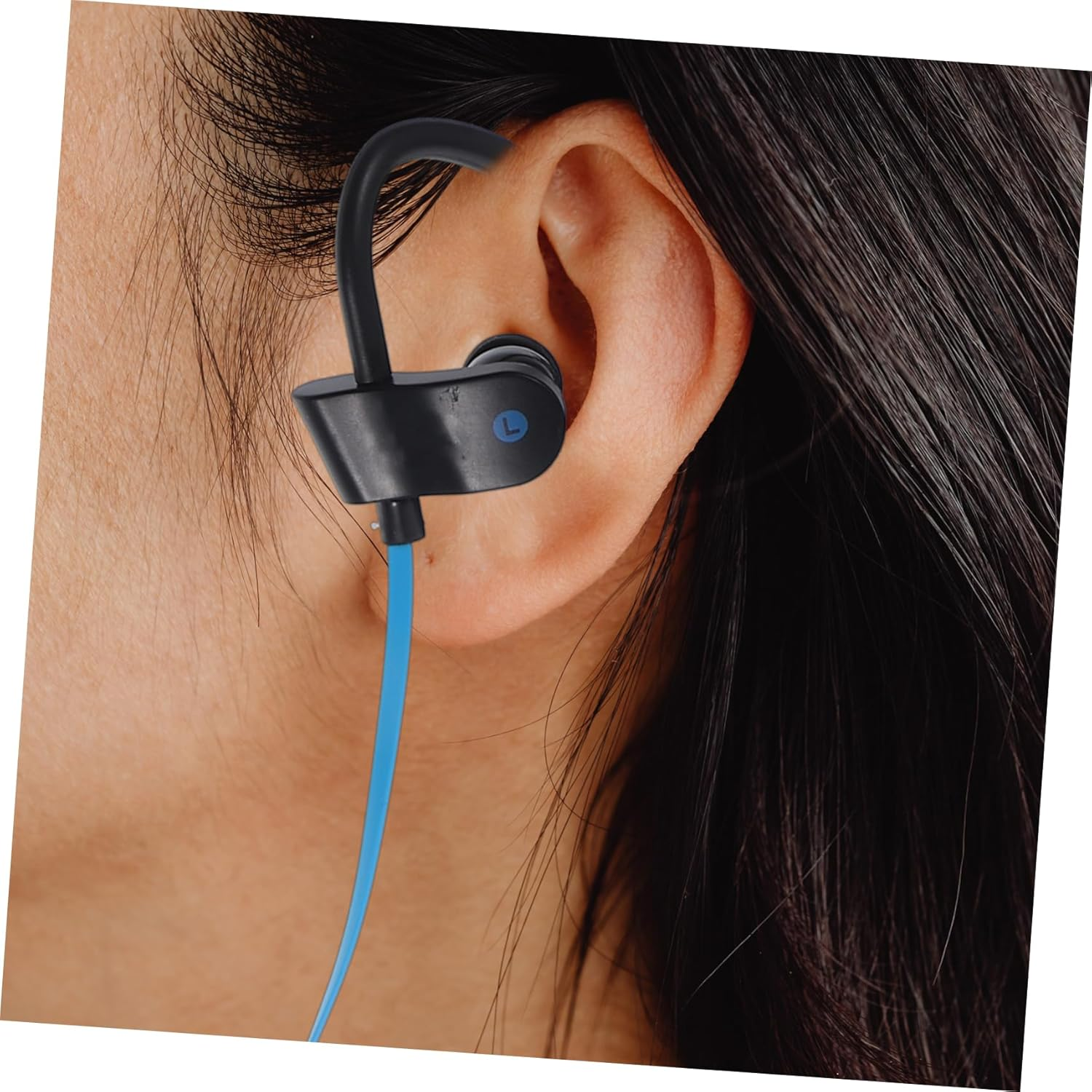 Tofficu Wired Ear Hook Earphones with Microphone Universal Stereo Headset for Sports Running Compatible with Smartphones Black and Navy image number 4