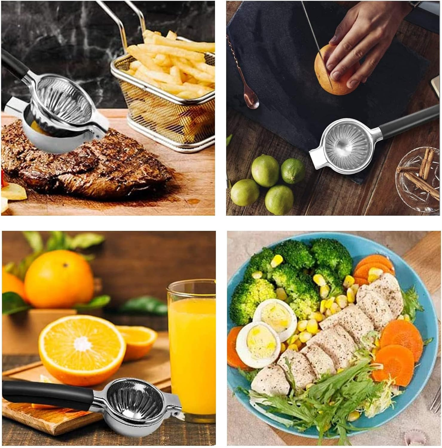 Extra Large Lemon Squeezer Stainless Steel - Easy Squeeze Heavy Duty Manual Lemon Juicer with Non-Slip Silicone Handle - Ergonomic Citrus Squeezer & Fruit Juicer for Small Oranges, Limes image number 1