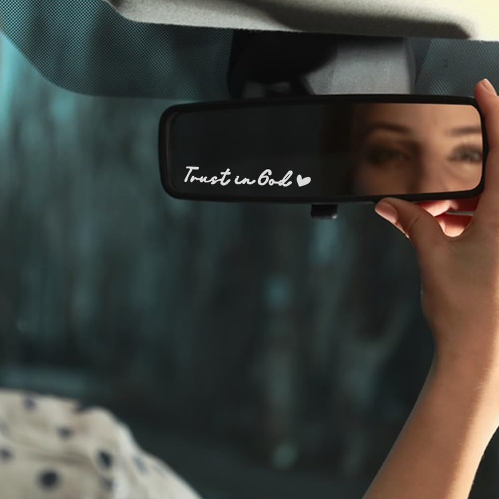 Christian Car Decals, AFUNTA 4 PCS Faith Car Stickers Trust in God Rearview Mirror Sticker Just Pray Religious Car Decor for Christian Gift, Bible Verse image number 2