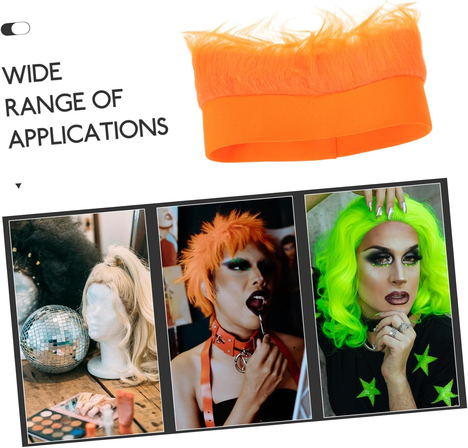 Gatuida Halloween Fuzzy Hair Headband for Boys and Fun Crazy Wig Accessory for Sports Fans Cosplay and Party Costume Reusable Comfortable Day Party Headwear in Orange image number 4