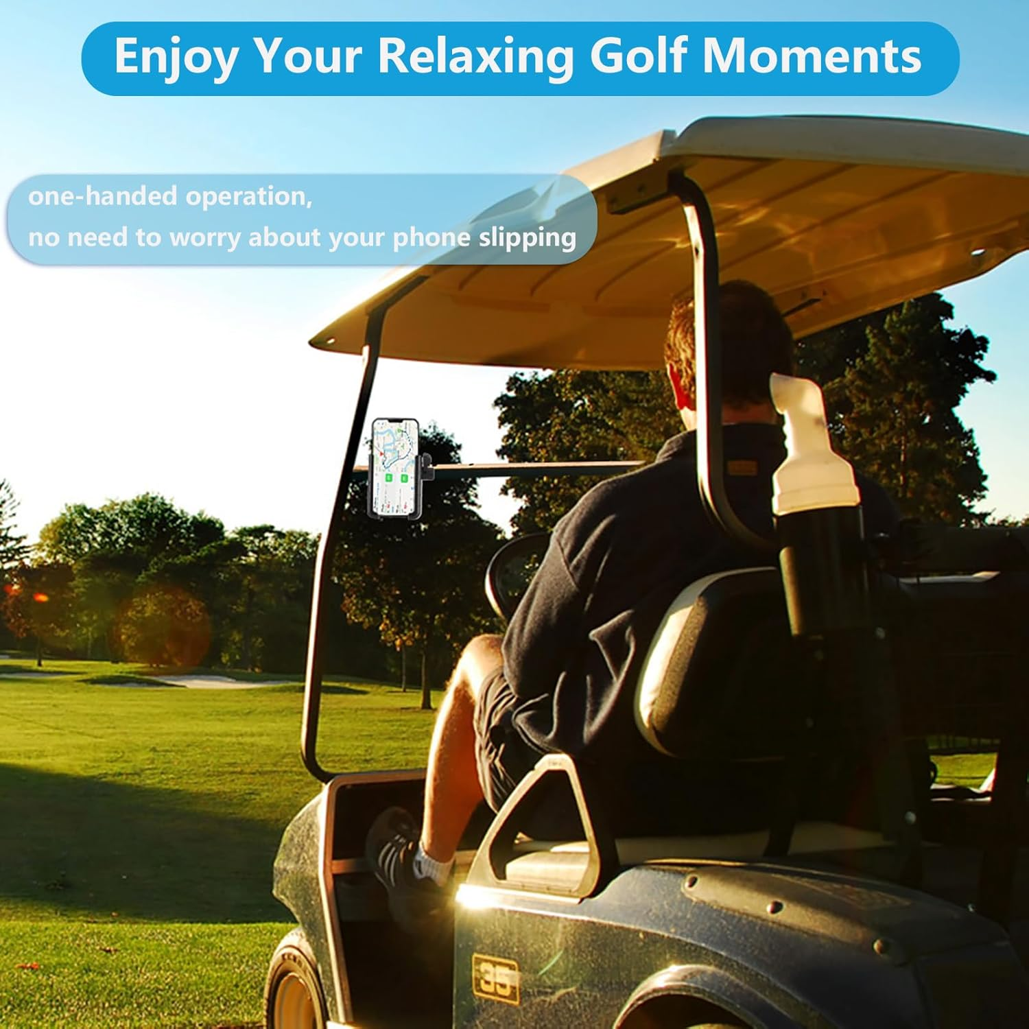 ZEMBSOYA Golf Cart Phone Holder,Bike Phone Holder with 360 Degree Rotation Compatible with Most Smartphones and Phone Cases image number 4