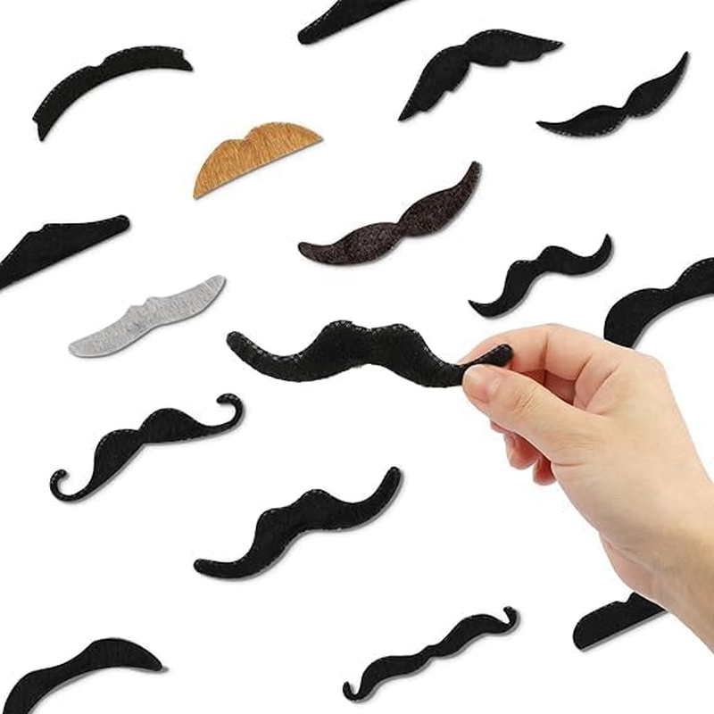 Fake Moustache, 68Pcs Fake Mustache Set, Various Styles Novelty Mustache Stickers for Men Women, Self Adhesive Fake Beard Funny Fake Mustache for Halloween Masquerade Party image number 6