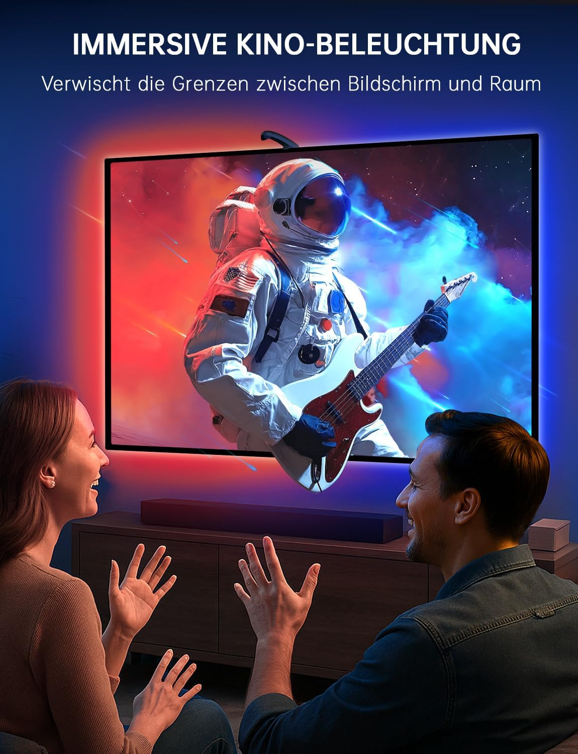 FFJ TV Backlight, 3.5 Metre LED Strip Sync for 40-50 Inch Tvs and PC Monitors, TV LED Strip with Sensor, Smart App Control, Game & Music Sync, RGB Colour Changing Strips for Home Cinema