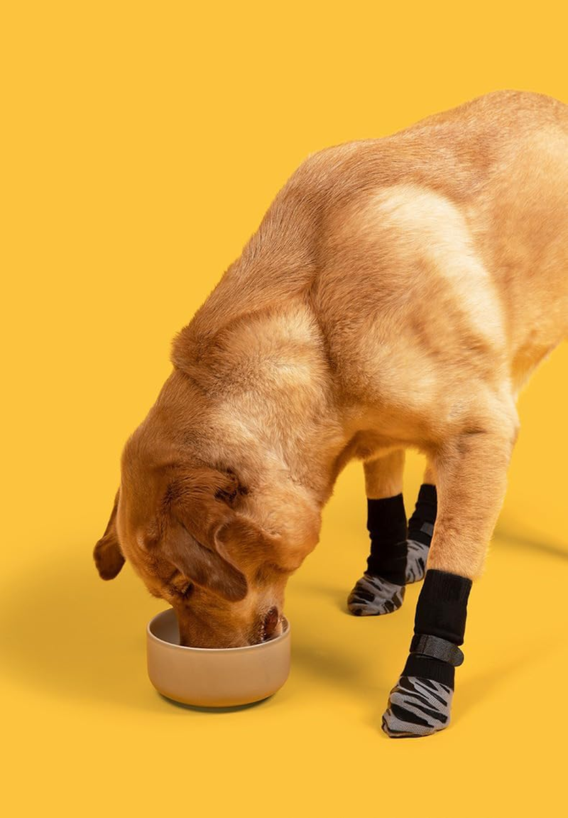 Premium Non-Slip Dog Socks for Hardwood Floors - Extra-Thick Grip That Works Even When Twisted - Prevents Licking, Slipping, and Great for Dog Paw Protection (Black, L) - Black Leopard Print image number 7