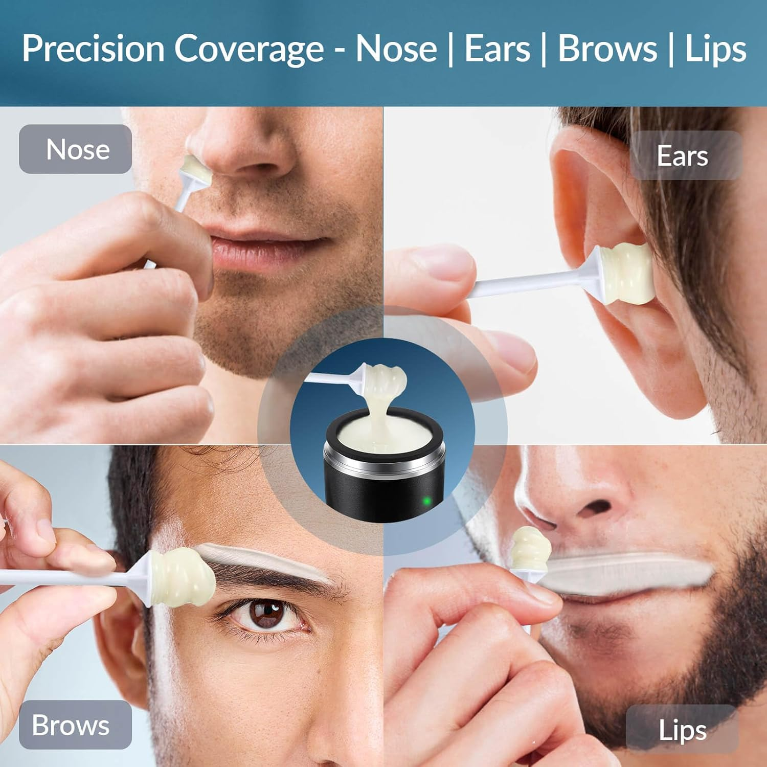 Waxfans Nose Wax Kit for Men - Ear Hair Wax Kit a Wax Warmer,A Silicone Bowl,100G Wax Beads,20 Applicators,Portable Nose Waxing Kit for Men & Women (Black) image number 1