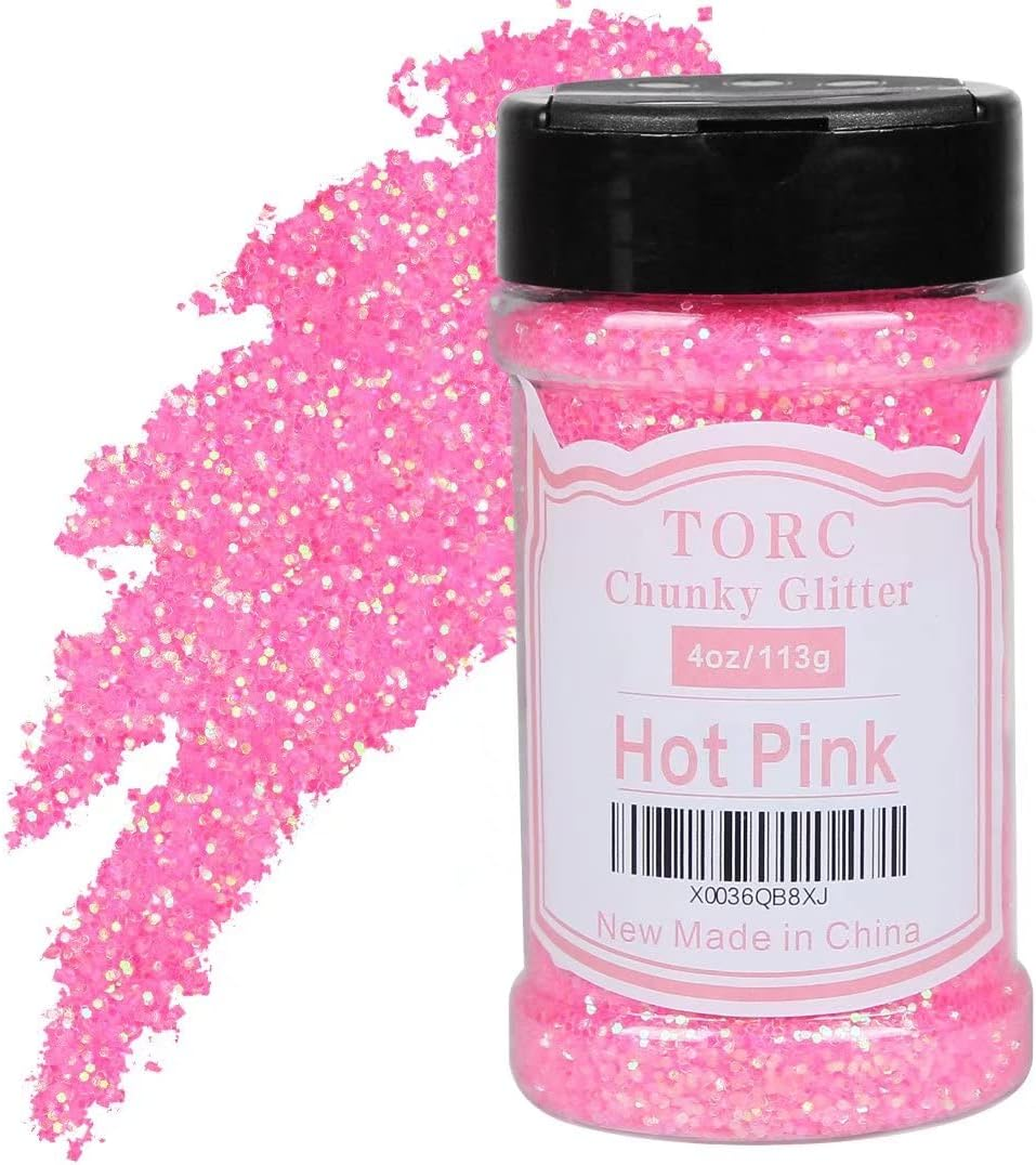 TORC Iridescent Hot Pink Chunky Glitter 4 OZ Glitter for Resin Crafts Tumblers Cosmetic Makeup Nail Art Festival Decoration image number 1