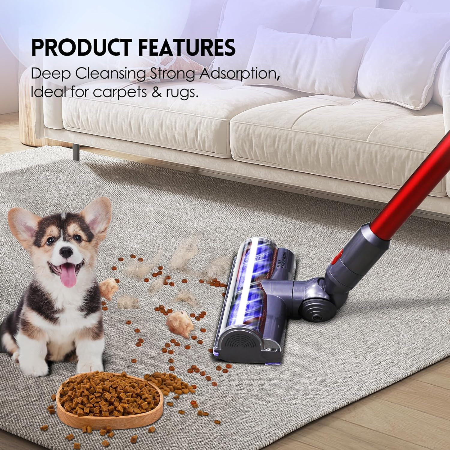 Upgrade Anti-Tangle Replacement Vacuum Head Compatible with Dyson V7,V8, Cyclone V10,V11,V15 Cordless Vacuum Cleaners, Suitable for Carpets,Rugs,Hardwood Floor image number 1