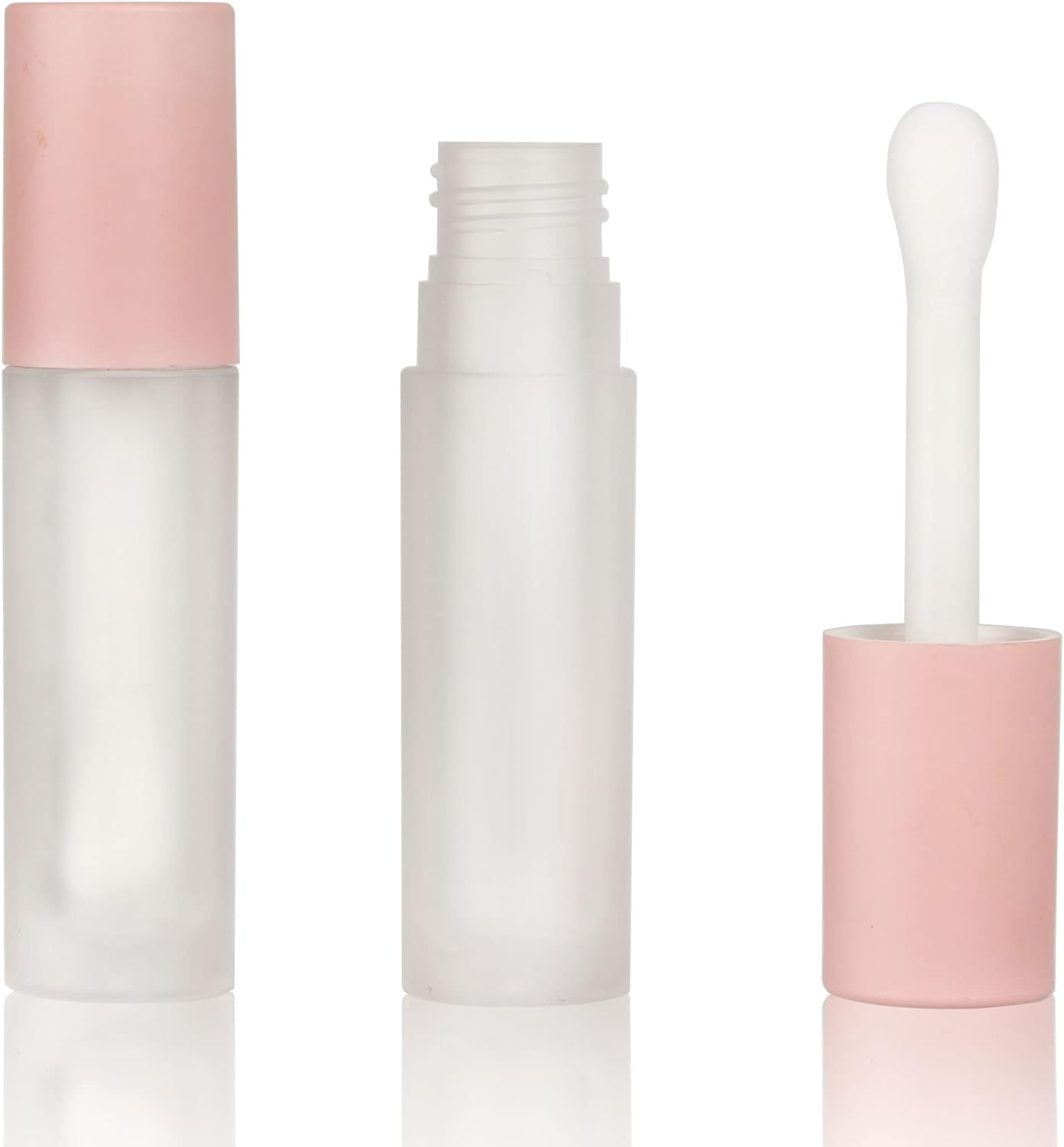 COSIDEA 24 Pcs Empty 5Ml Big Brush Frosted Lip Gloss Tube White round Lipgloss Tubes Container with Big Doe Foot Wand