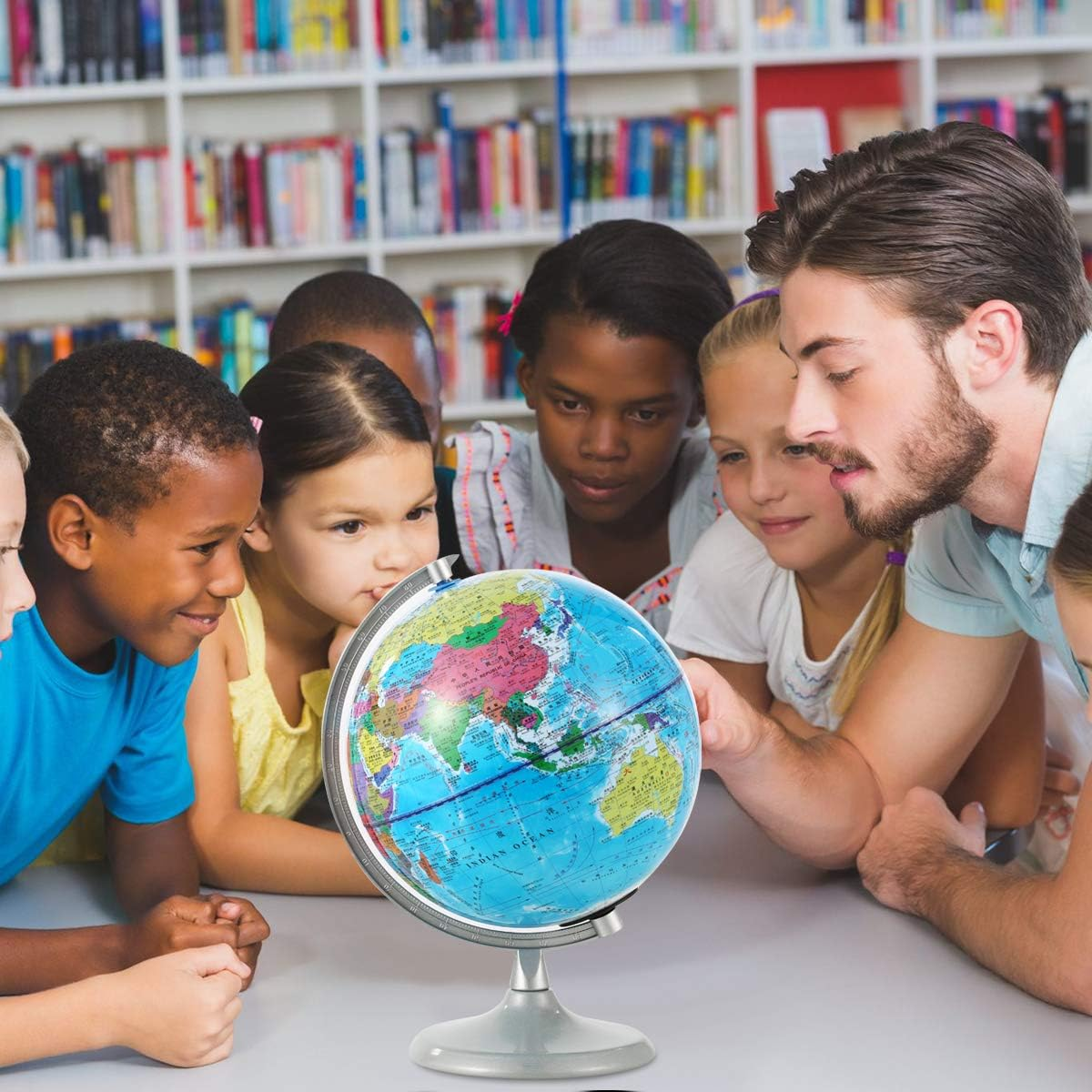 Sh-Ruidu 20Cm World Globe with Night Light, Standing Educational Geographic Globe with Boundaries City Locations(Chinese-English) image number 6