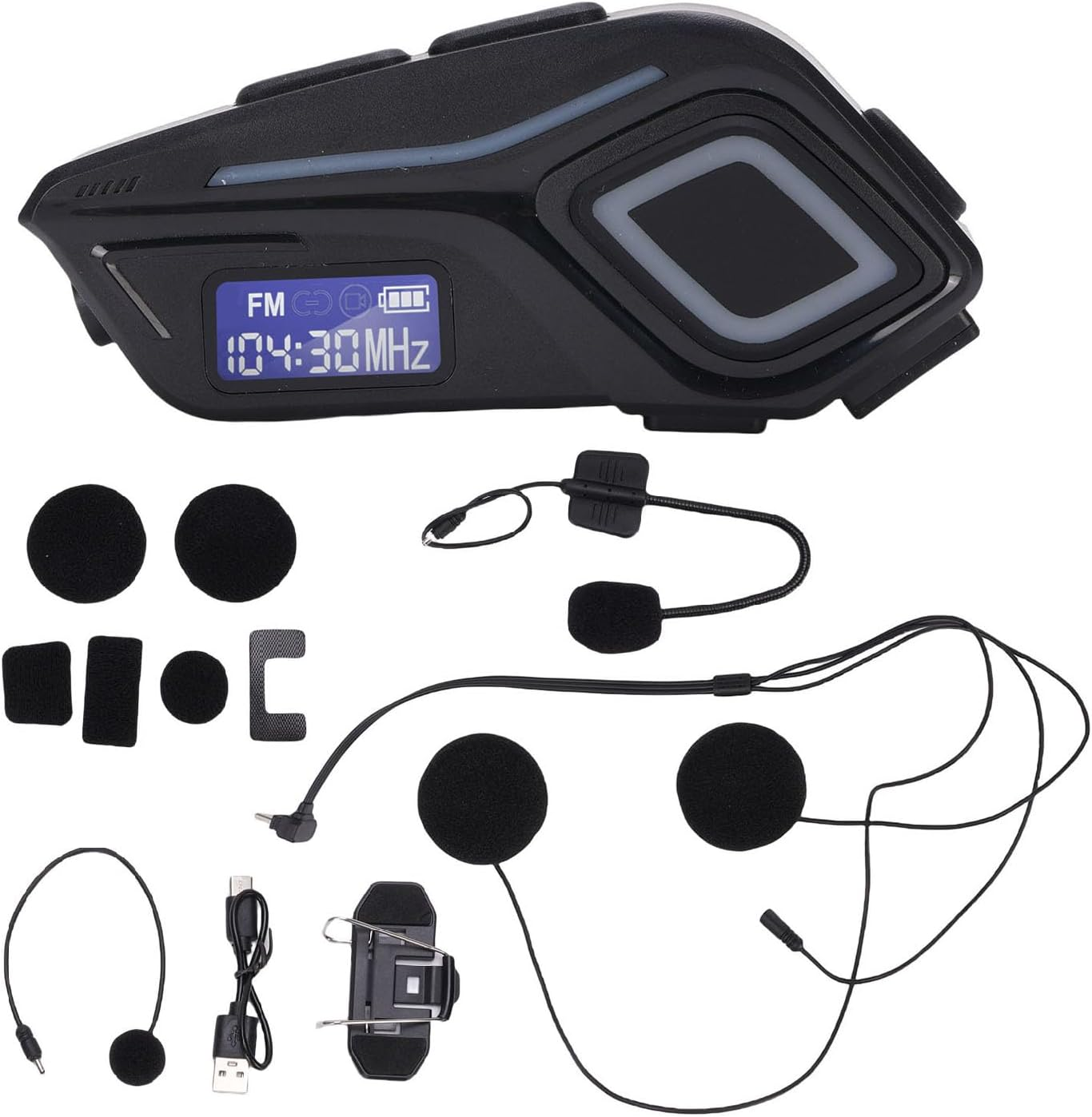 Motorcycle Helmet Headset with Hifi Sound, IPX8 Rain Proof Handsfree Call for Music GPS Voice Navigation, Fast Charging with Noise Cancellation image number 1