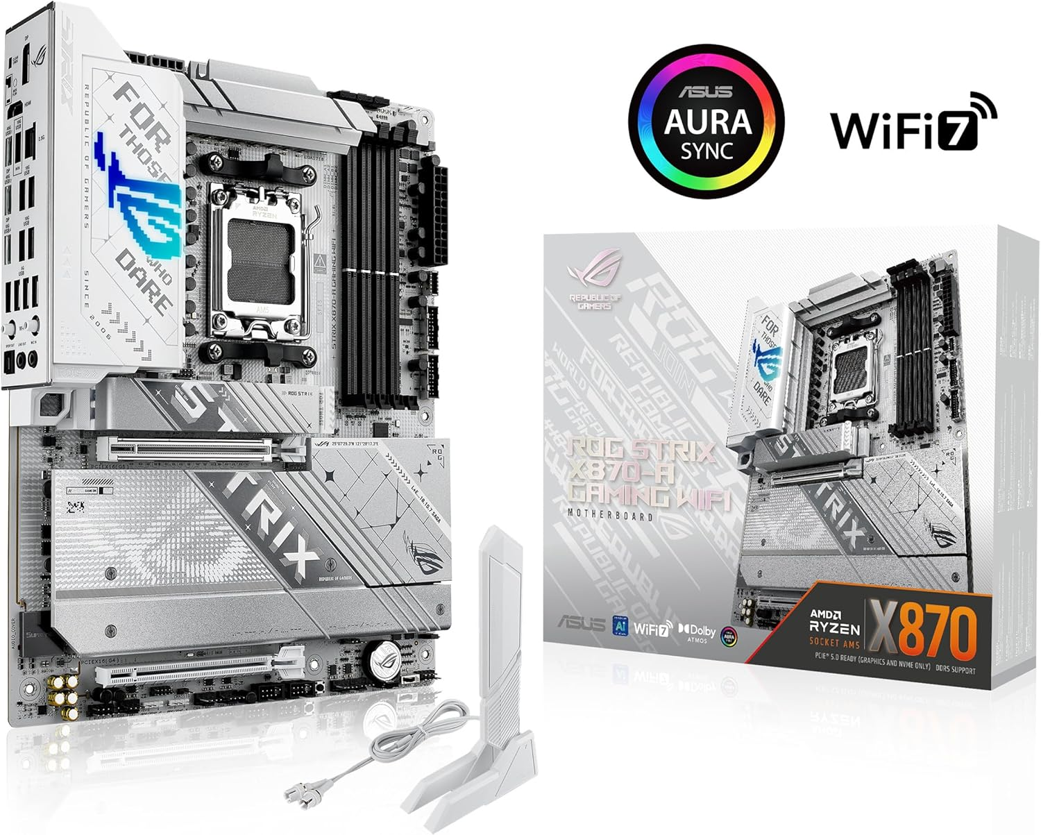 ASUS ROG Strix X870-A Gaming Wifi, AMD ATX Motherboard, 16+2+2 Power Stages, DDR5 Slots, Four M.2 Slots, Pcie 5.0 with Full Support for Next-Gen Gpus, Wifi 7, USB 20Gbps W/Pd 3.0 up to 30W image number 2