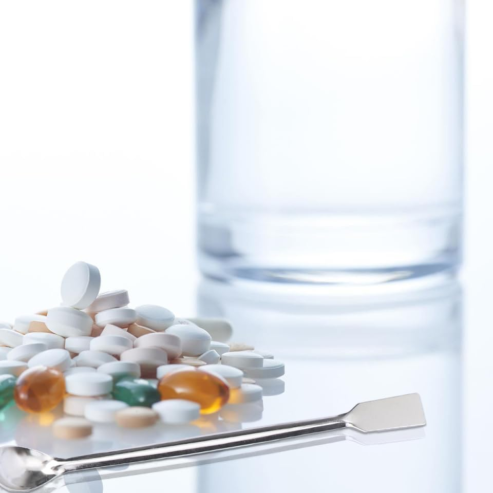 Baluue 12Pcs Measuring Lab Spatula Stainless Steel Mini Spatula Micro Laboratory Spoons Measuring Cup Stainless Steel Spoons Micro Sampling Spoons Spoons 1/3 Miniature Set image number 2