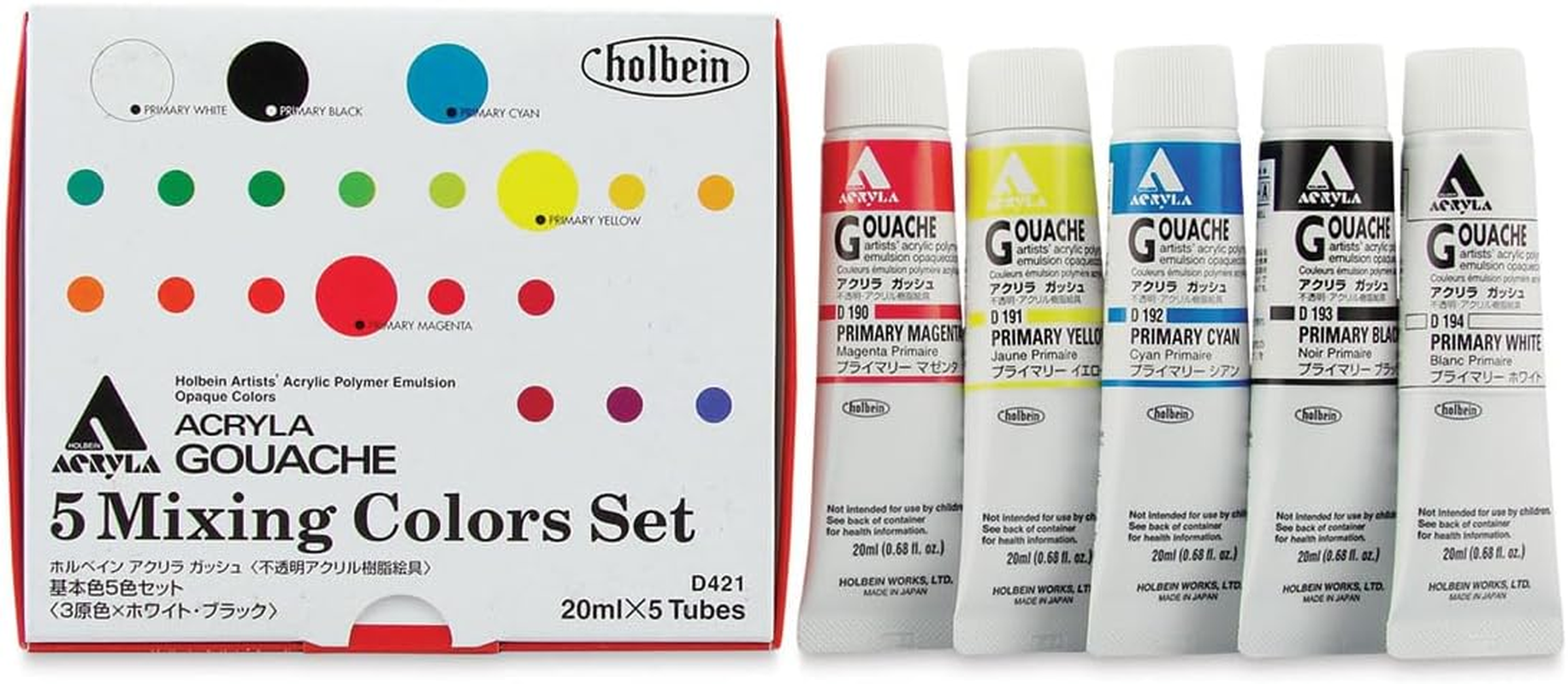 Holbein - Acryla Gouache 5-Color 20Ml Mixing Color Set image number 2
