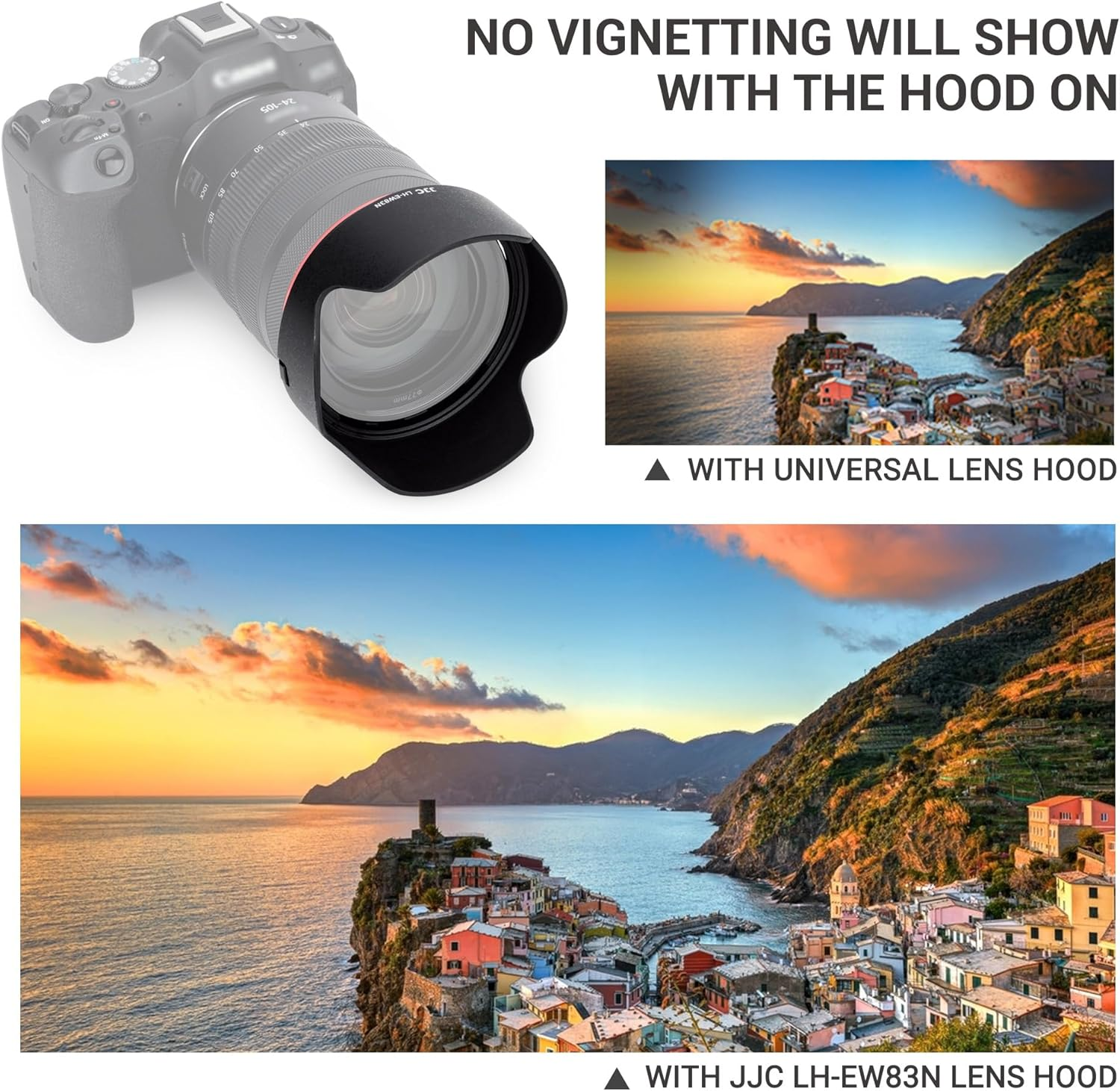 JJC EW-83N Reversible Lens Hood for Canon RF 24-105Mm F4L IS STM, Plastic, Zoom, 77Mm Filter, Lens Cap & Cleaning Cloth image number 1